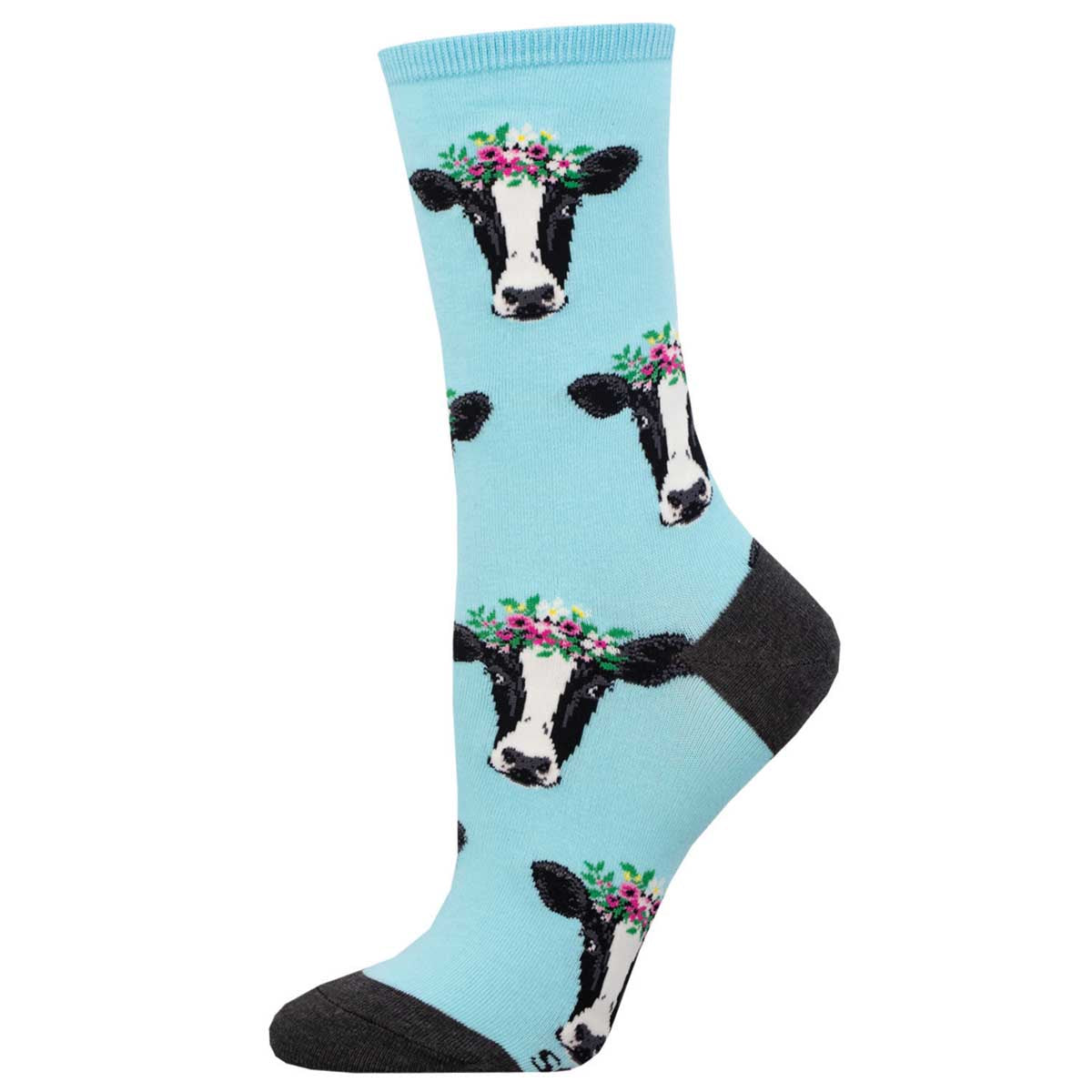 Socksmith Wow Cow 6 Pack - Cotton Crew - Pink or Blue Socks