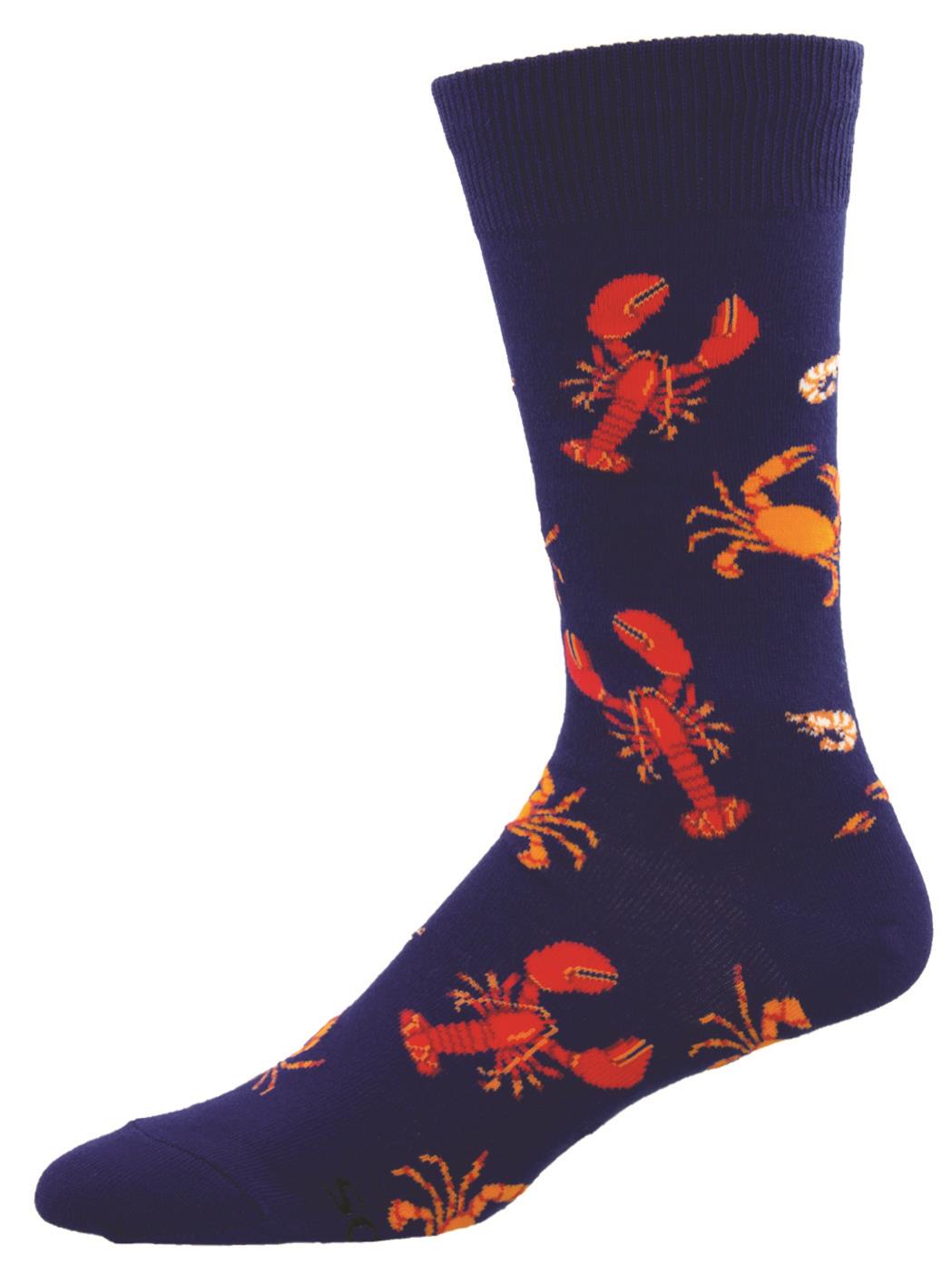 Socksmith 'SEAFOOD PLATTER' Lobster design Men's quality Cotton mix crew socks, bright colours and fun design, one size (fits UK size 6.5 to 11.5)