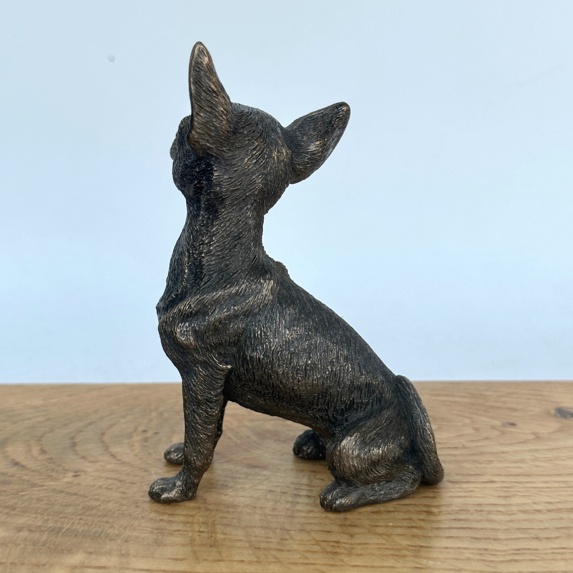 Cold Cast Bronze sitting Chihuahua ornament figurine