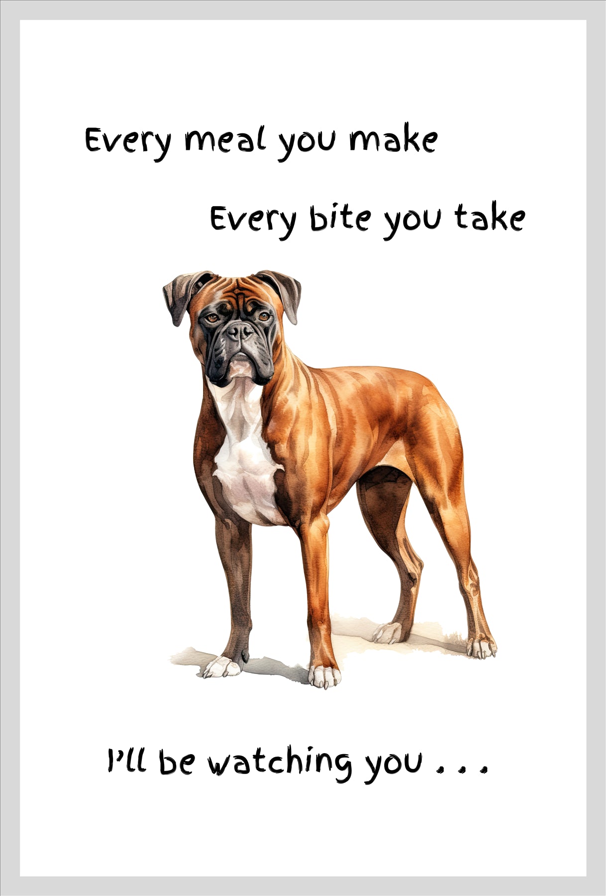 Dog Tea Towel With 'Watching You' Funny Wording (Boxer)
