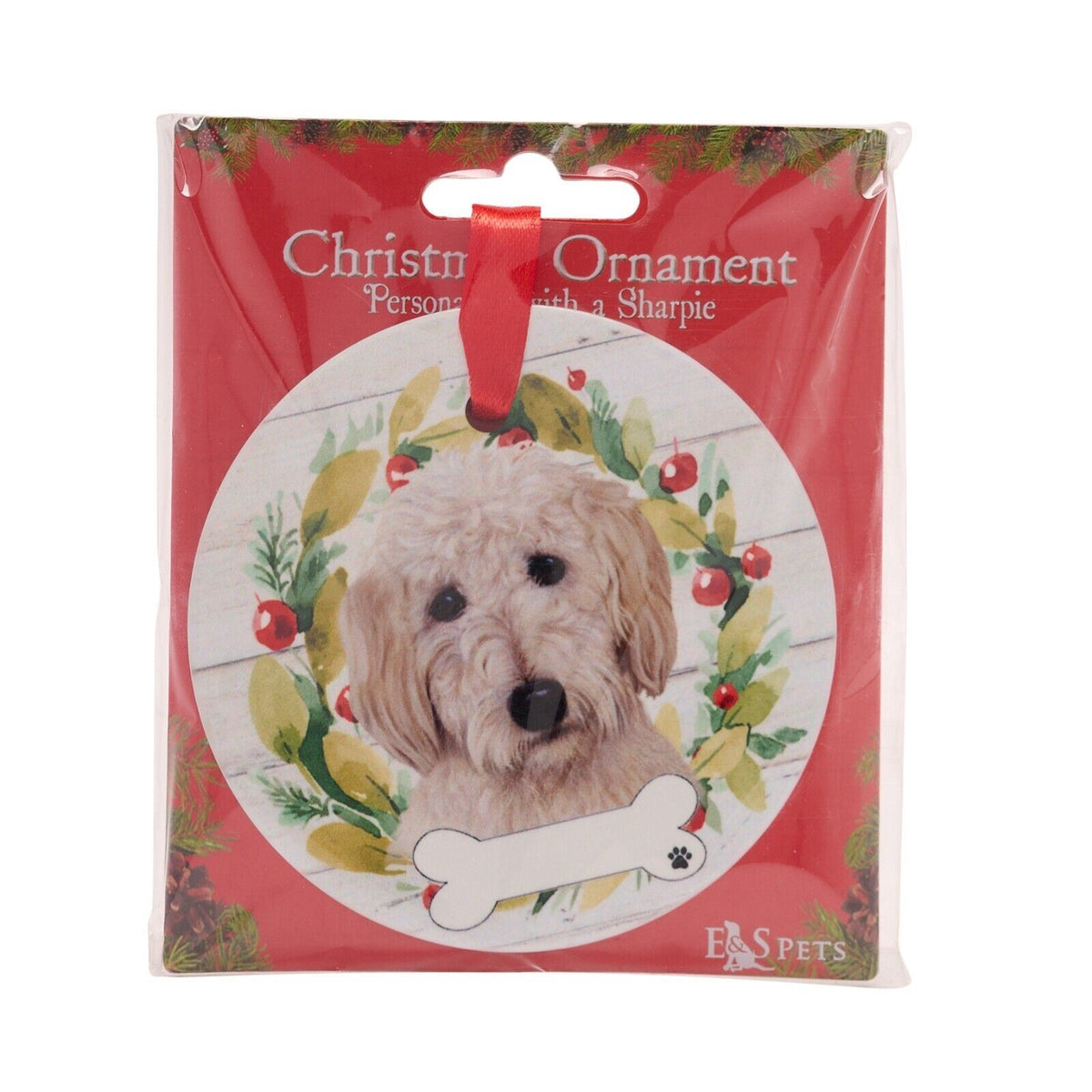 Goldendoodle hanging decoration ceramic space for name dog lover gift memorial