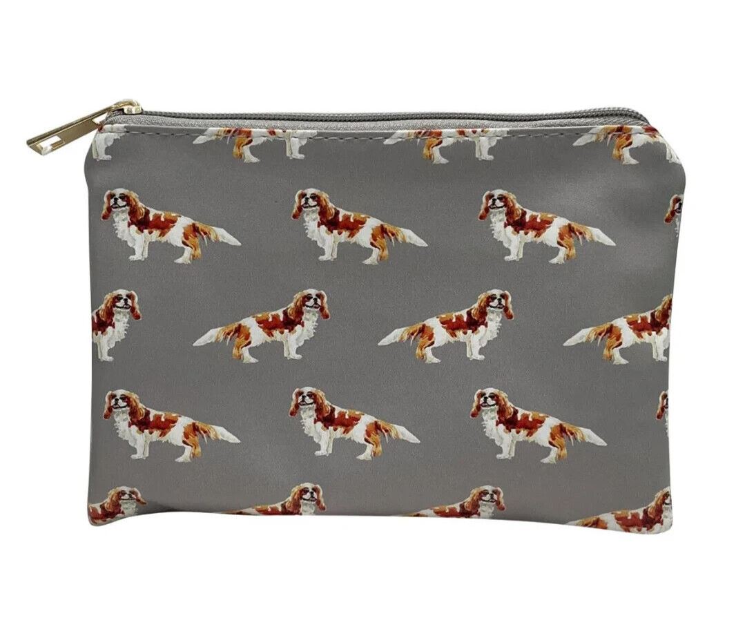 Ladies King Charles Spaniel cosmetic makeup bag lined zipped case Dog lover gift