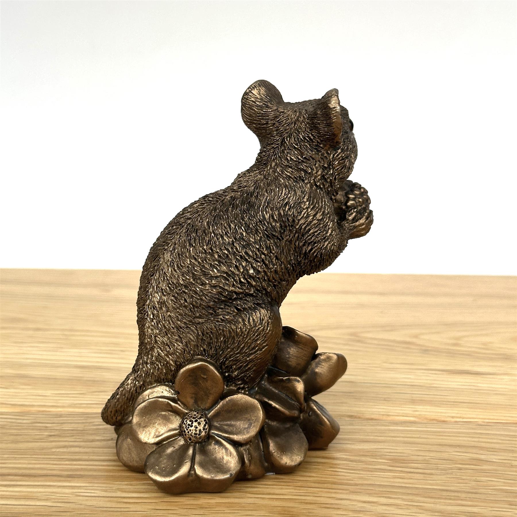 Mouse with Berry figurine, Leonardo Reflections Bronzed range, gift boxed