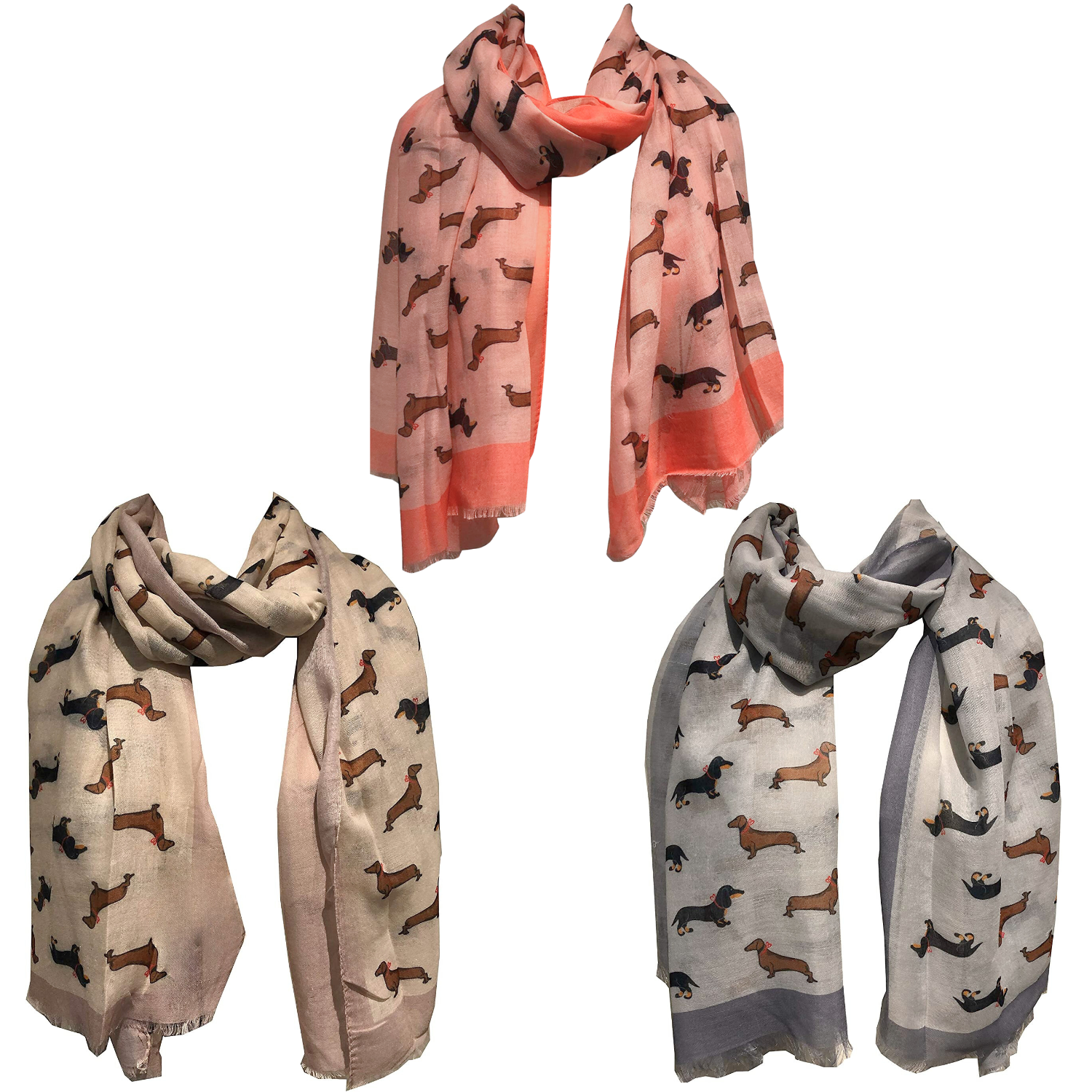 Dachshund with heart shaped bow lightweight Scarf