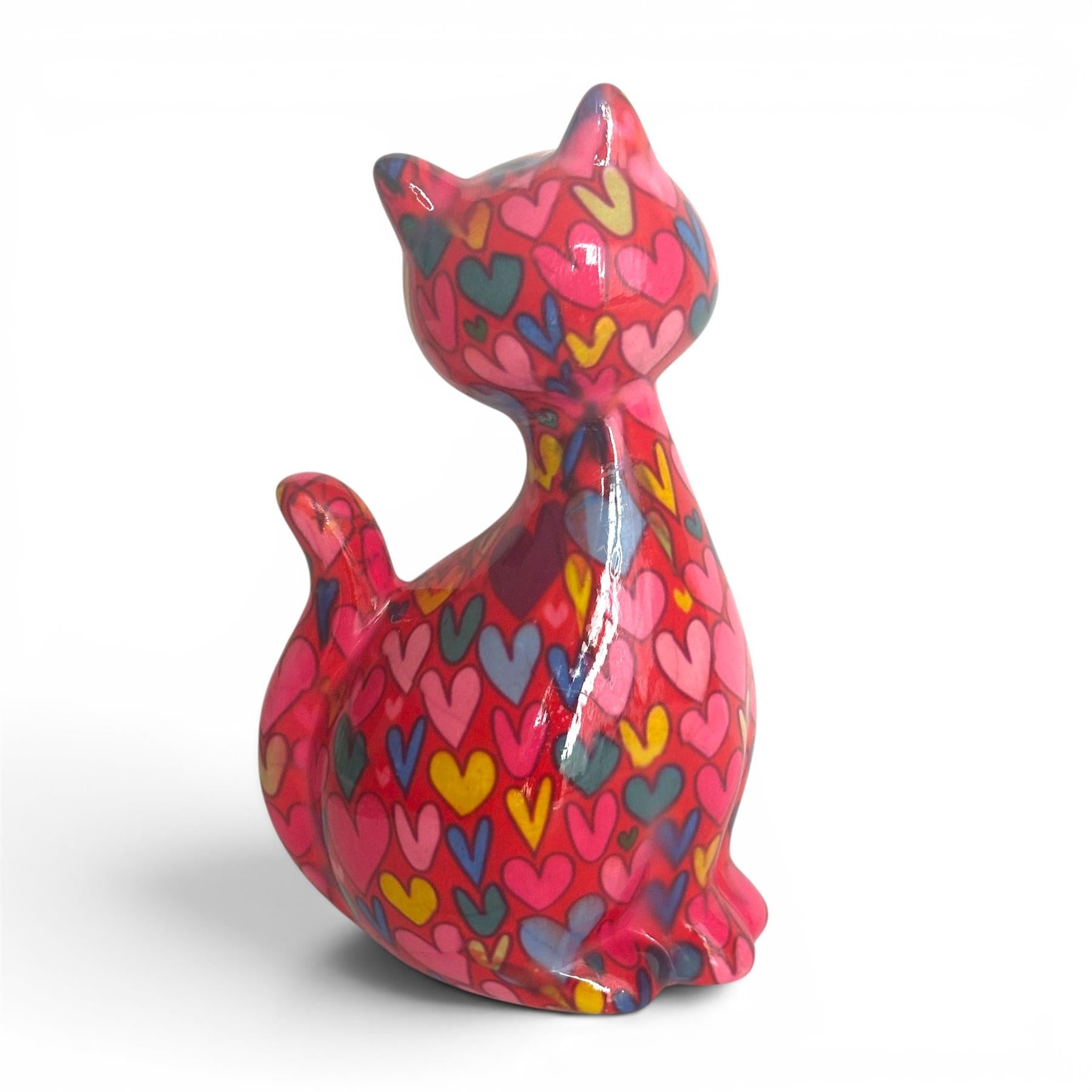 Pomme Pidou 'Beau' the Cat With Love Hearts Pattern Ceramic Figurine