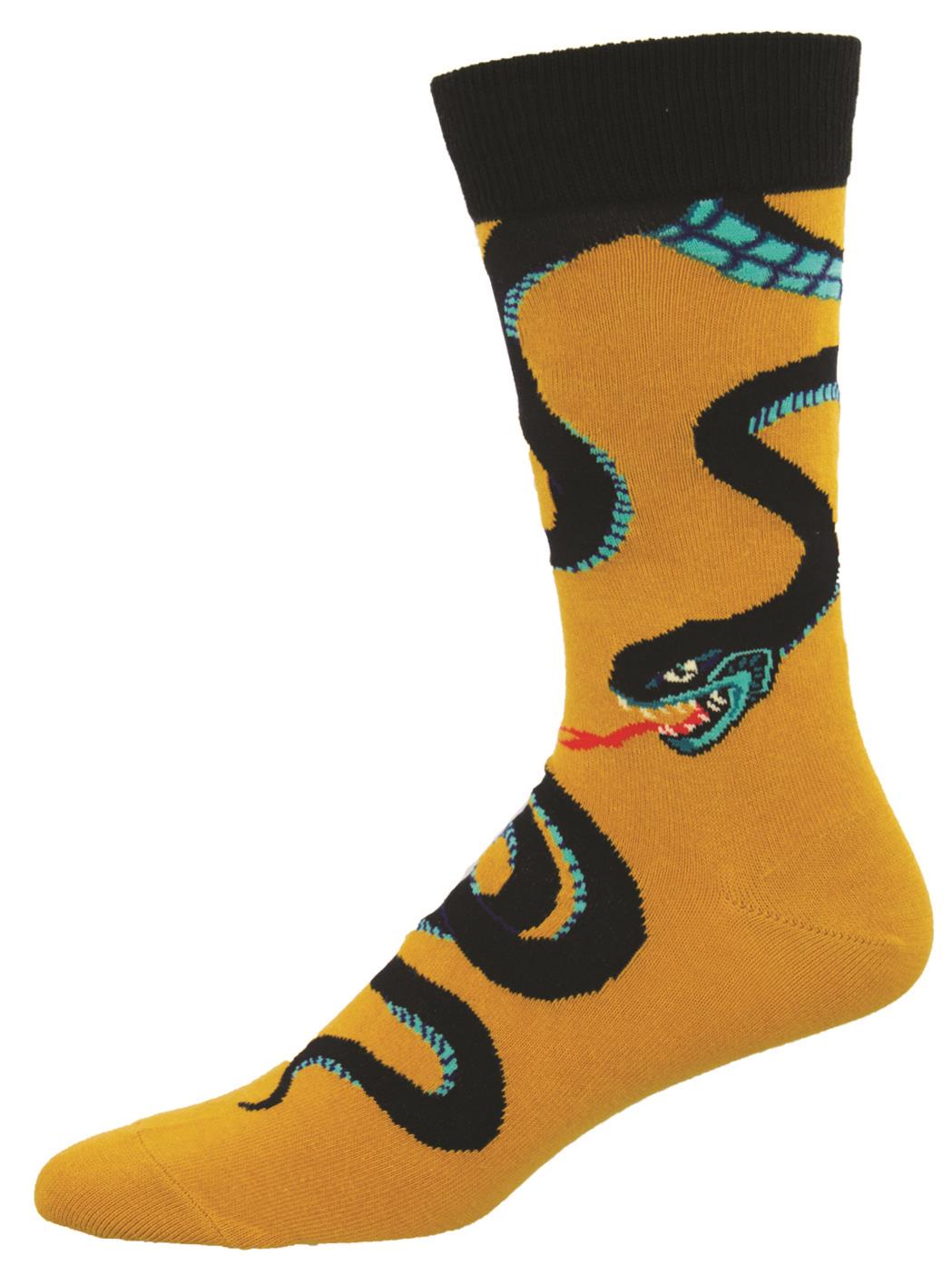 Socksmith 'Snake' design Men's quality Cotton mix crew socks, bright colours and fun design, one size (fits UK size 6.5 to 11.5)