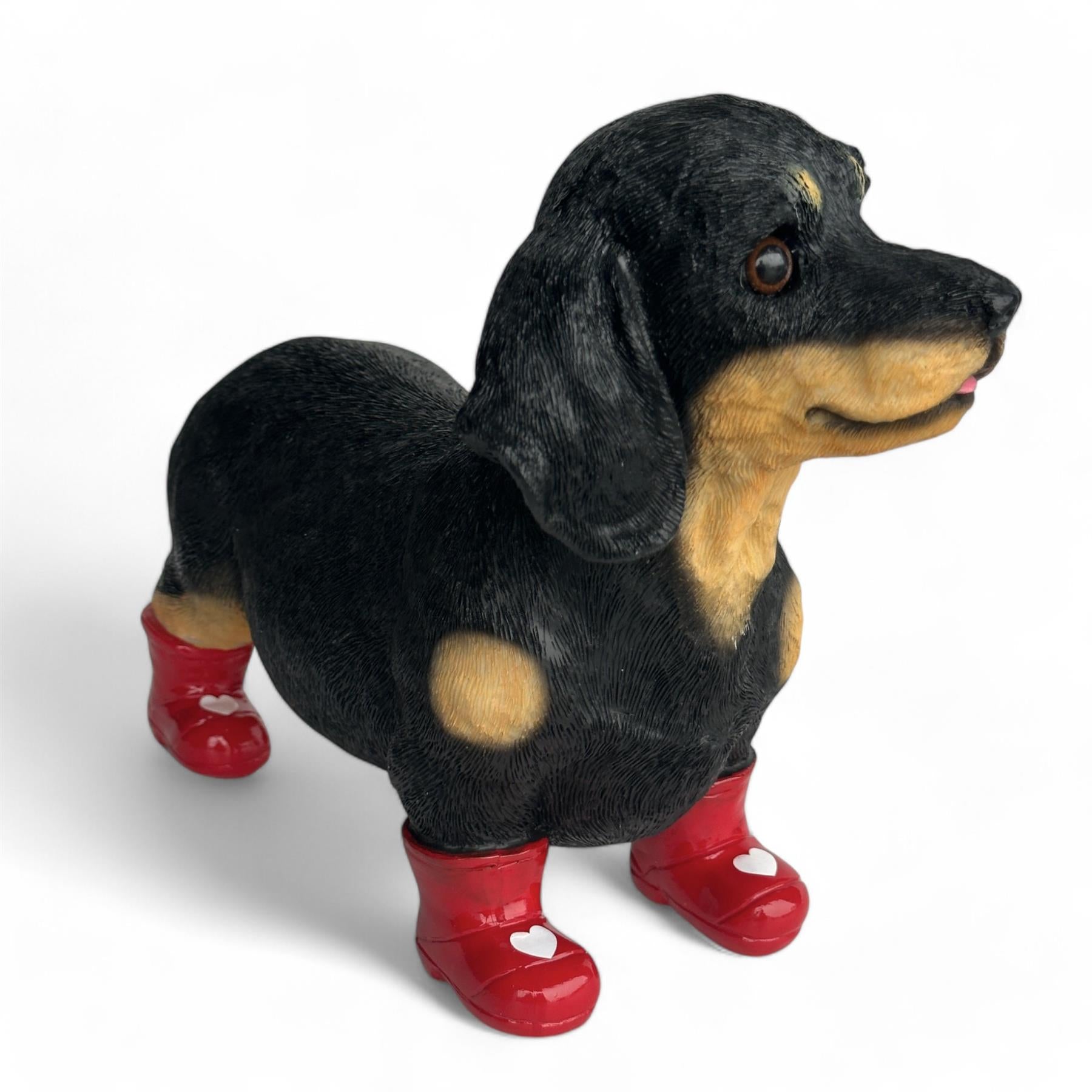 Valentines Dachshund Heart Welly Boots Love Dogs figurine Dog Lover Gift 25cm