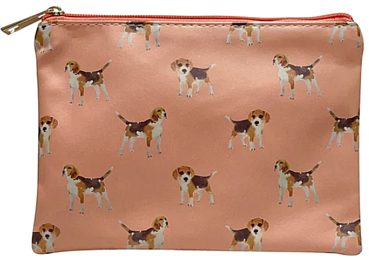 Beagle cosmetic makeup bag coin case Pink or Blue zipped lined Dog lover gift[Pink]
