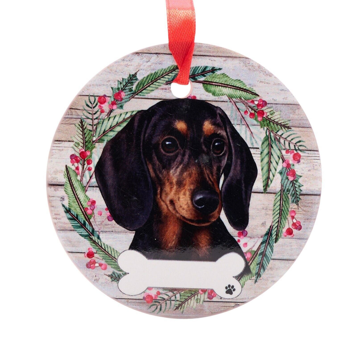 Dachshund hanging decoration ceramic with space for name dog lover gift memorial