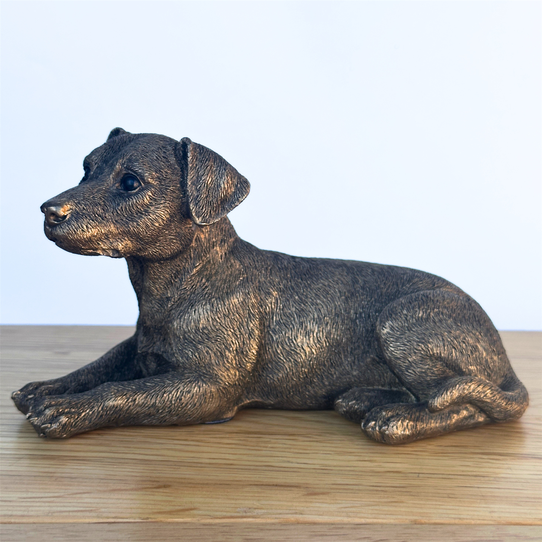 Laying Jack Russell Terrier Dog figurine, Leonardo Reflections Bronzed, gift boxed