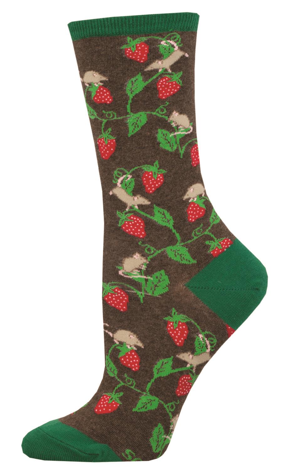 Socksmith 'BERRY MICE' Mouse design Women's quality Cotton mix crew socks, bright colours and fun design, one size (fits UK size 3 to 8.5)