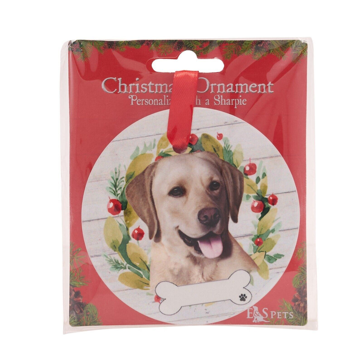 Golden Labrador hanging decoration ceramic space for name dog lover gift