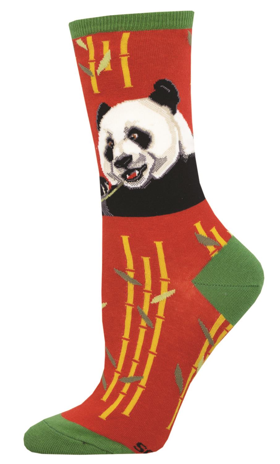 Socksmith 'Panda' design Women's quality Cotton mix crew socks, bright colours and fun design, one size (fits UK size 3 to 8.5)