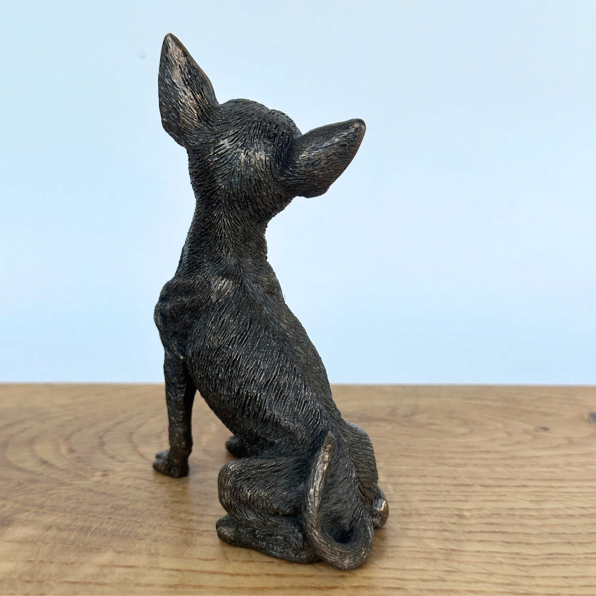 Cold Cast Bronze sitting Chihuahua ornament figurine
