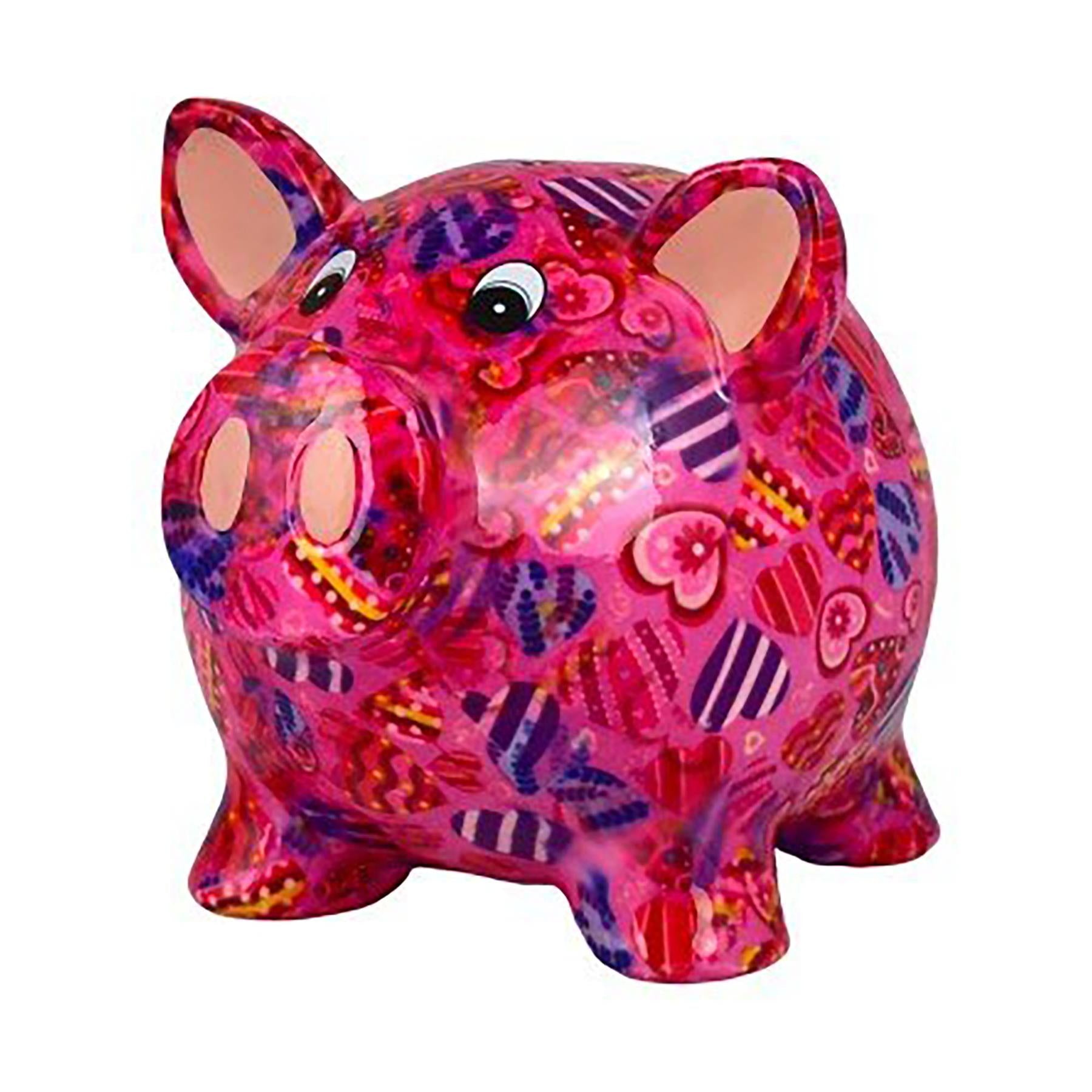 Pomme Pidou 'Rosie' (Medium) bright coloured ceramic Pig shaped Money Box (Medium) (6  PACK, ASSORTED)