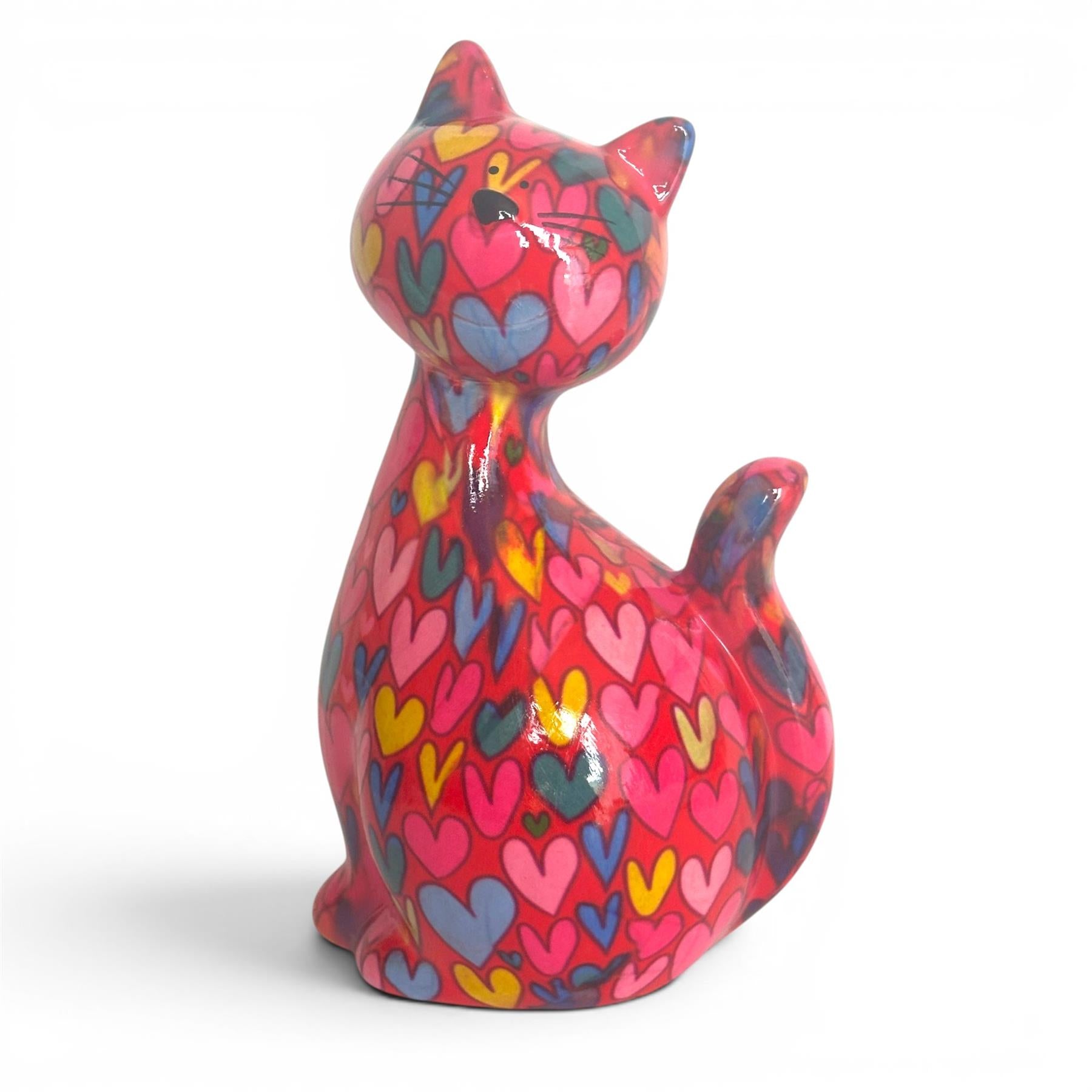 Pomme Pidou 'Beau' the Cat With Love Hearts Pattern Ceramic Figurine