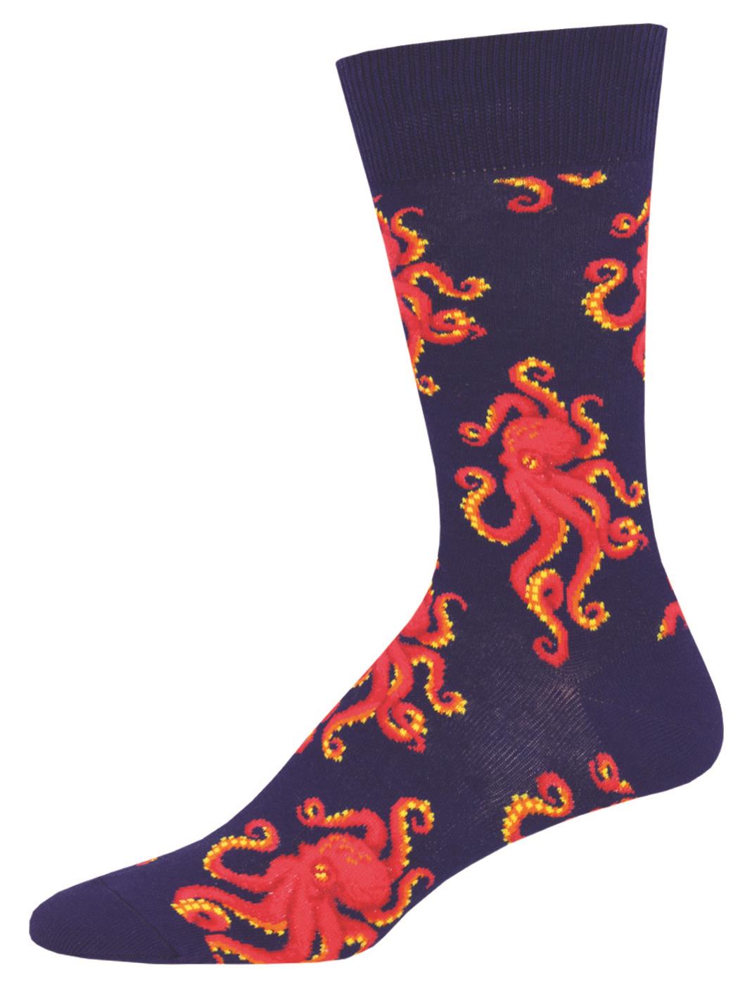 Socksmith 'SOCKTOPUS' Octopus design Men's quality Cotton mix crew socks, bright colours and fun design, one size (fits UK size 6.5 to 11.5)