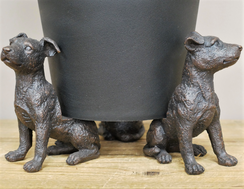 SET OF 3 Dog shaped plant pot stands or garden patio ornaments