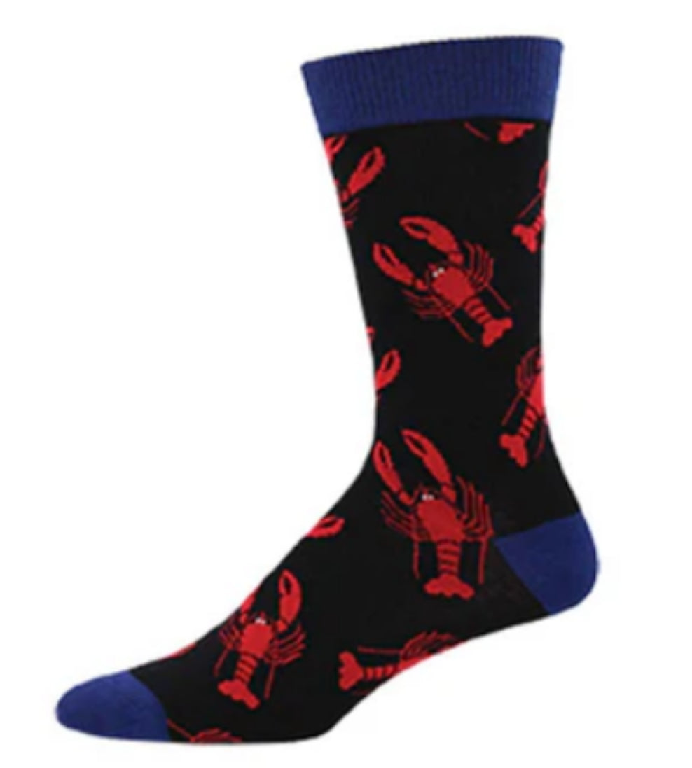 Socksmith 'Lobster' design Men's quality Bamboo mix crew socks, bright colours and fun design, one size (fits UK size 6.5 to 11.5)