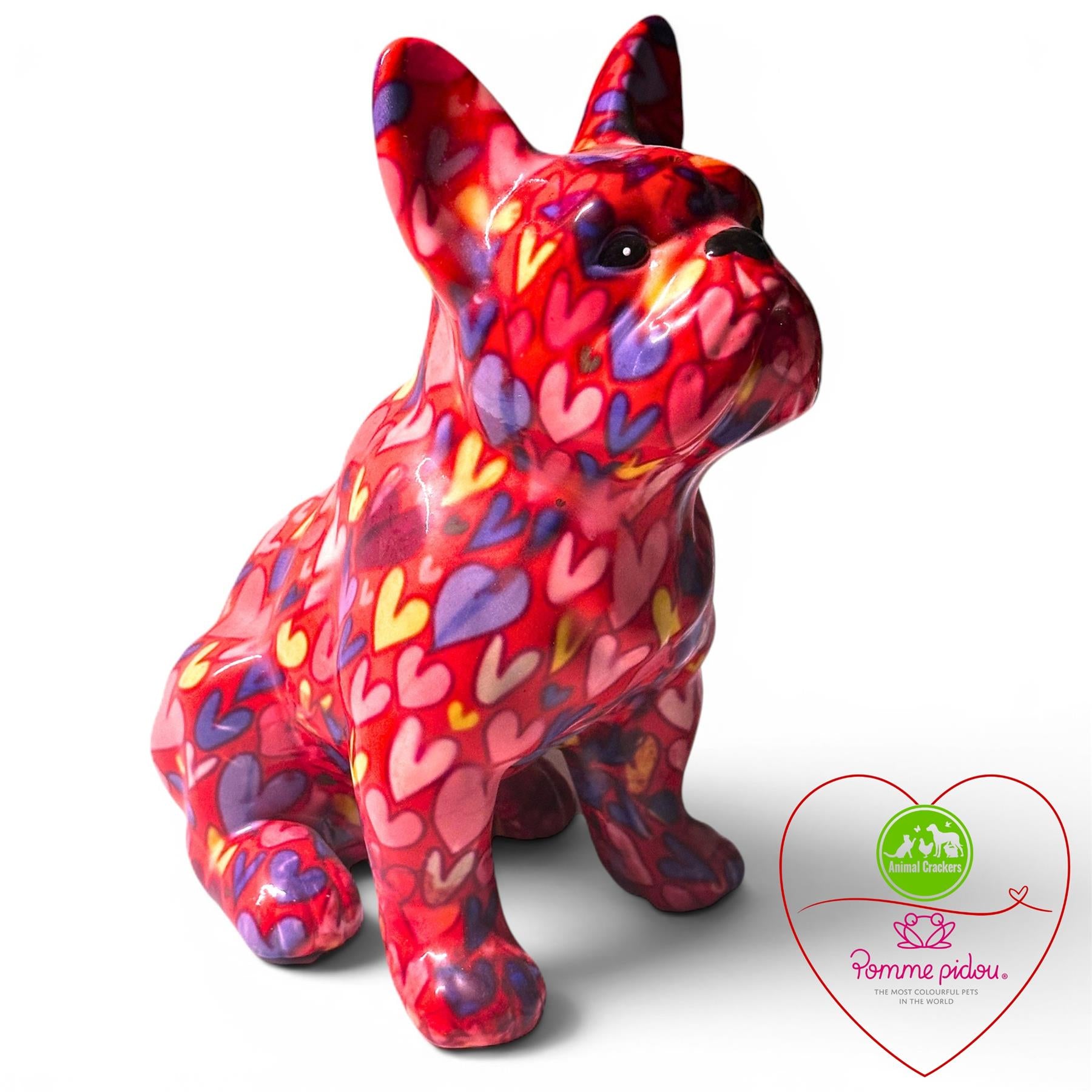 Pomme Pidou 'Valentino' French Bulldog With Love Hearts Pattern Ceramic Figurine