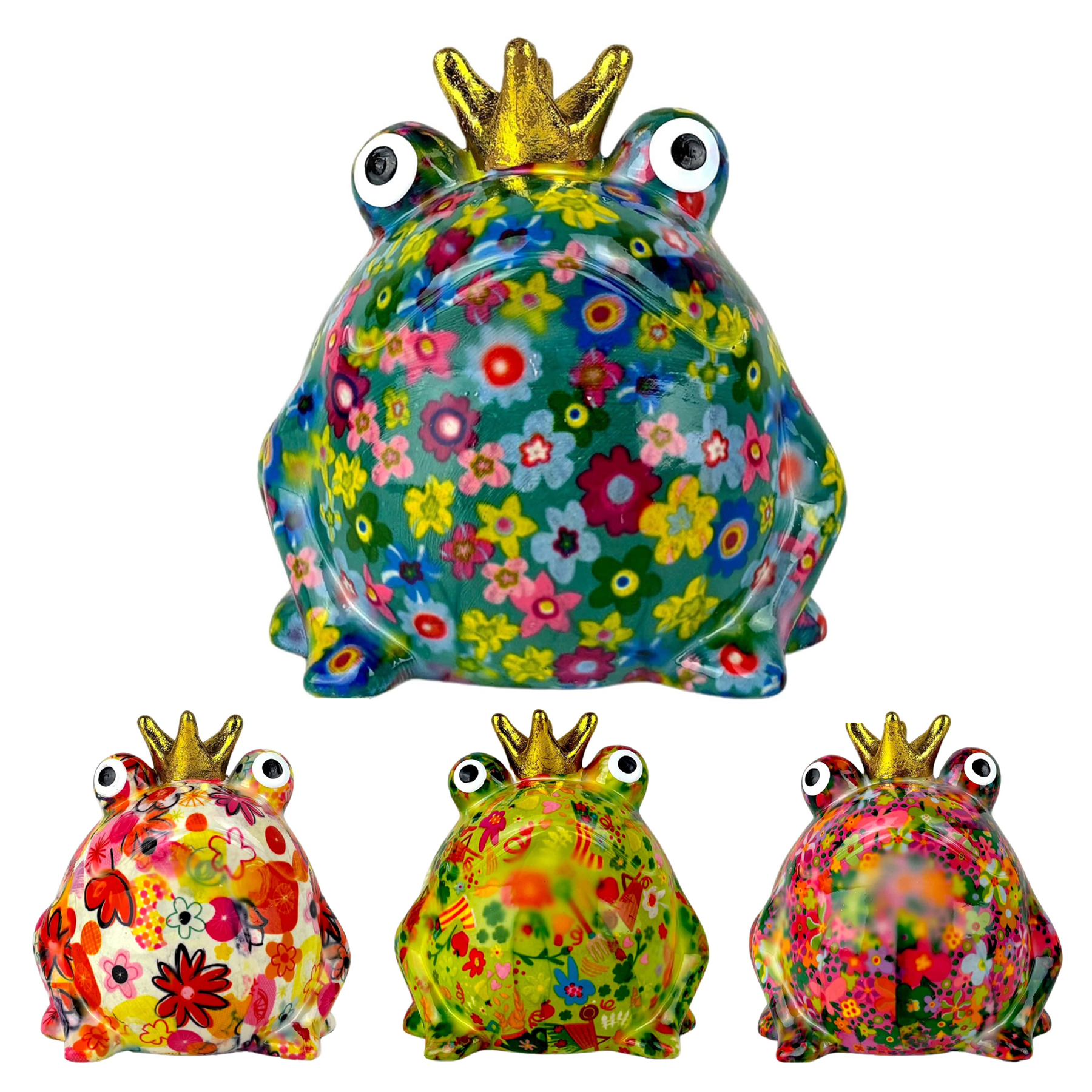 Pomme Pidou 'Freddy' Frog Shaped Ceramic Money Box Piggy Bank, 14cm, gift boxed (8 PACK)