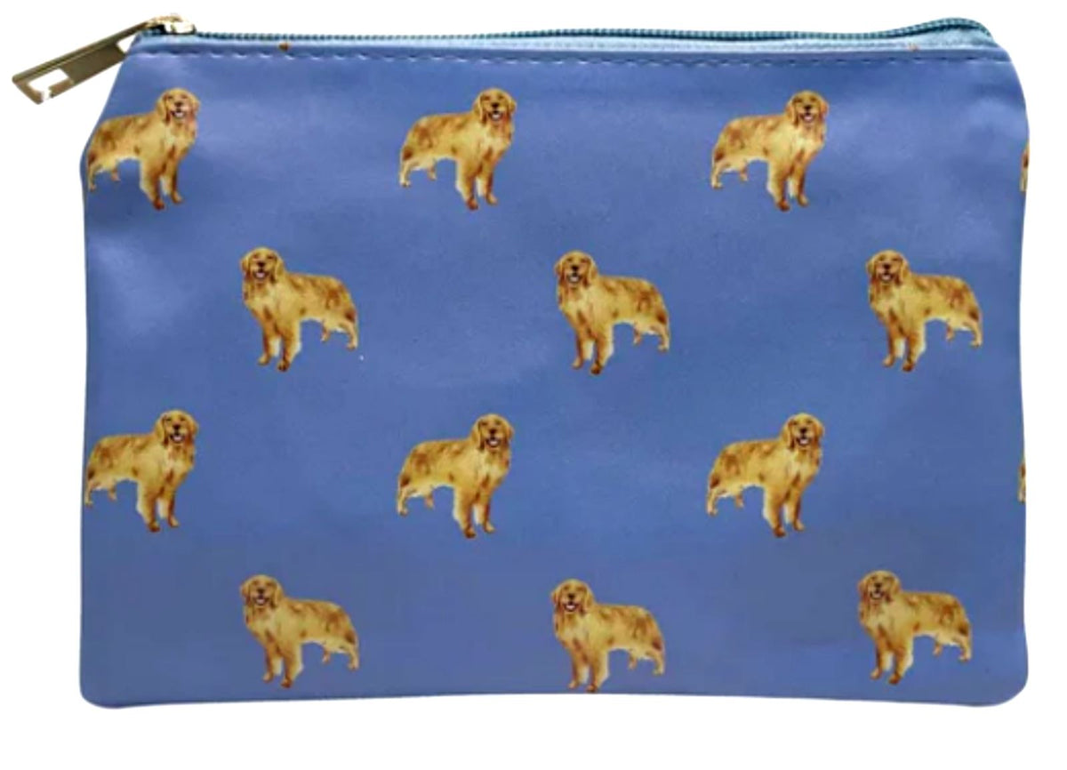Ladies GoldenRetriever cosmetic makeup bag lined zipped case Dog lover gift