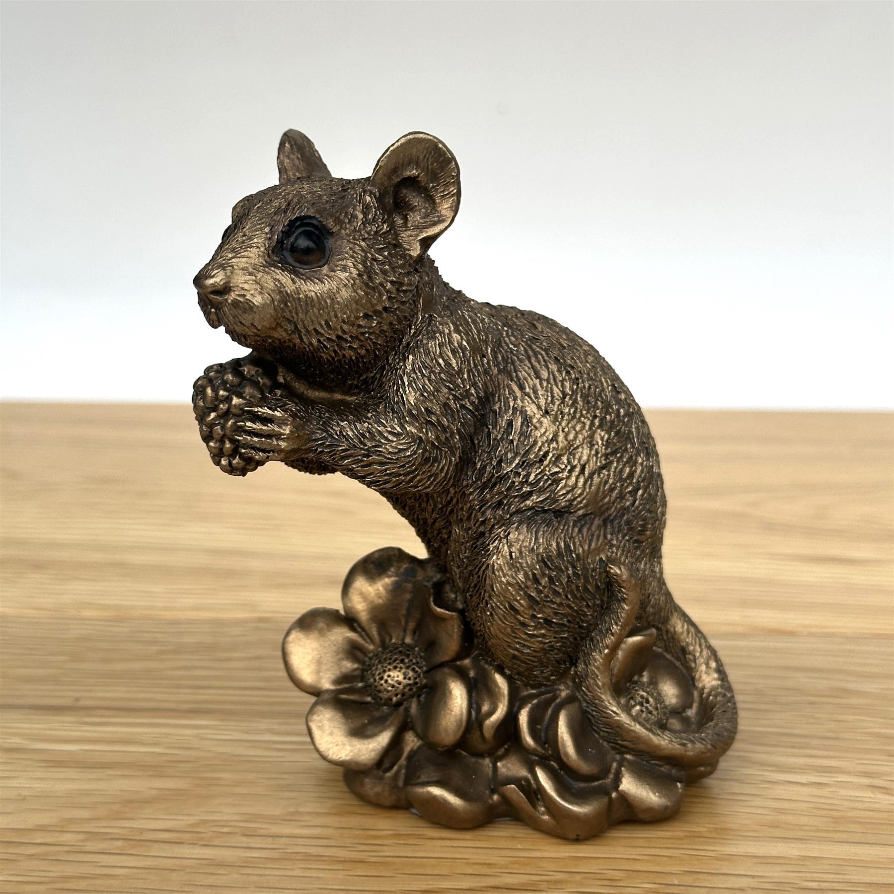 Mouse with Berry figurine, Leonardo Reflections Bronzed range, gift boxed