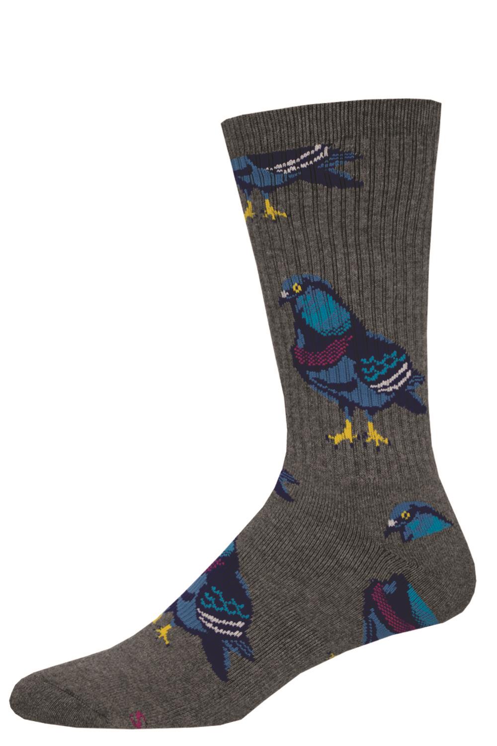 Socksmith 'SLY PIGEON' Pigeon design Men's quality Cotton Mix crew socks, bright colours and fun design, one size (fits UK size 6.5 to 11.5)