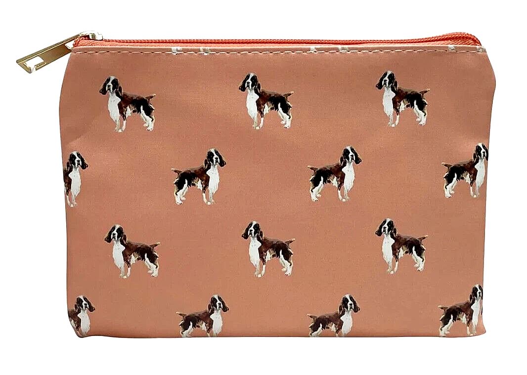 Springer Spaniel cosmetic makeup bag lined zipped coin case Dog lover gift