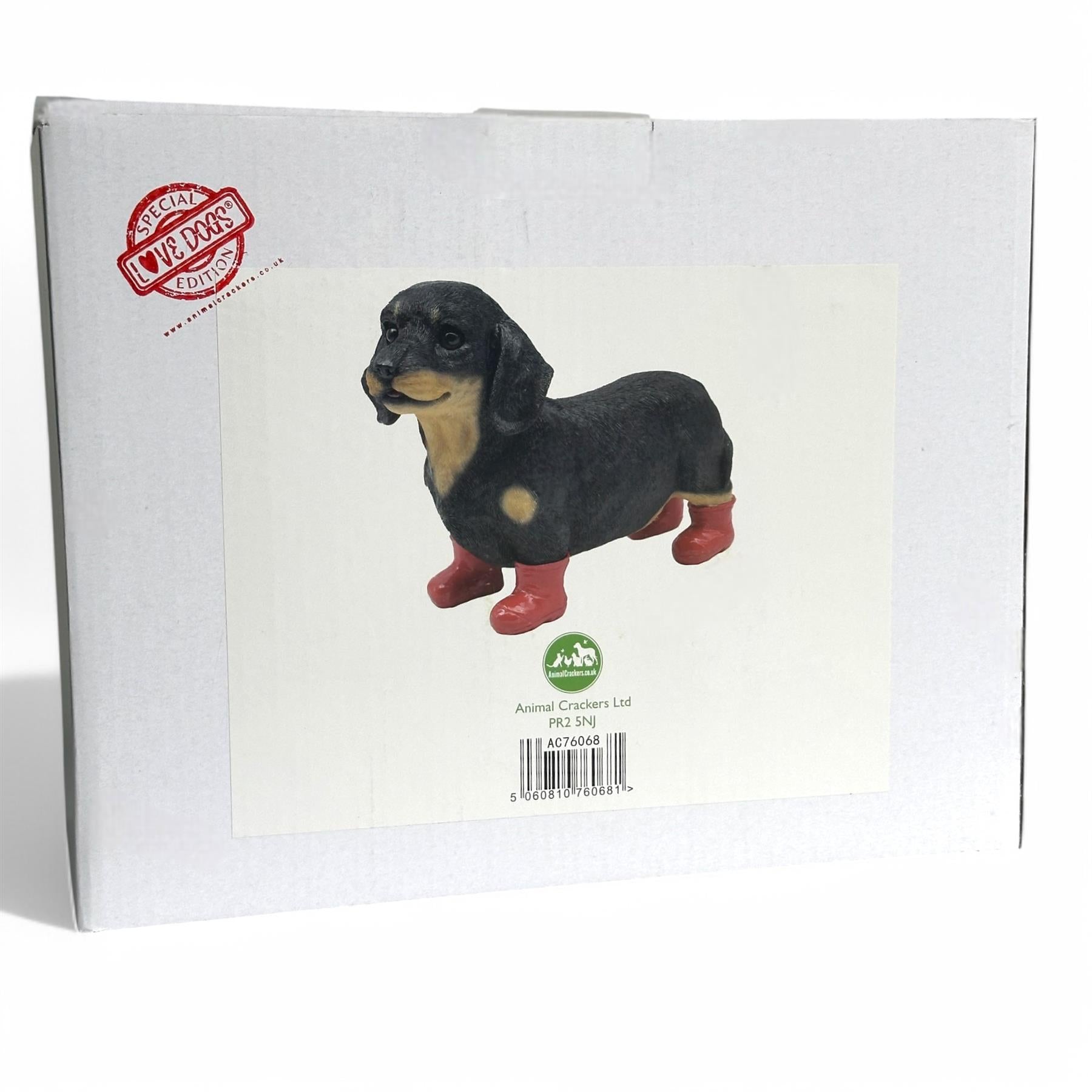 Valentines Dachshund Heart Welly Boots Love Dogs figurine Dog Lover Gift 25cm