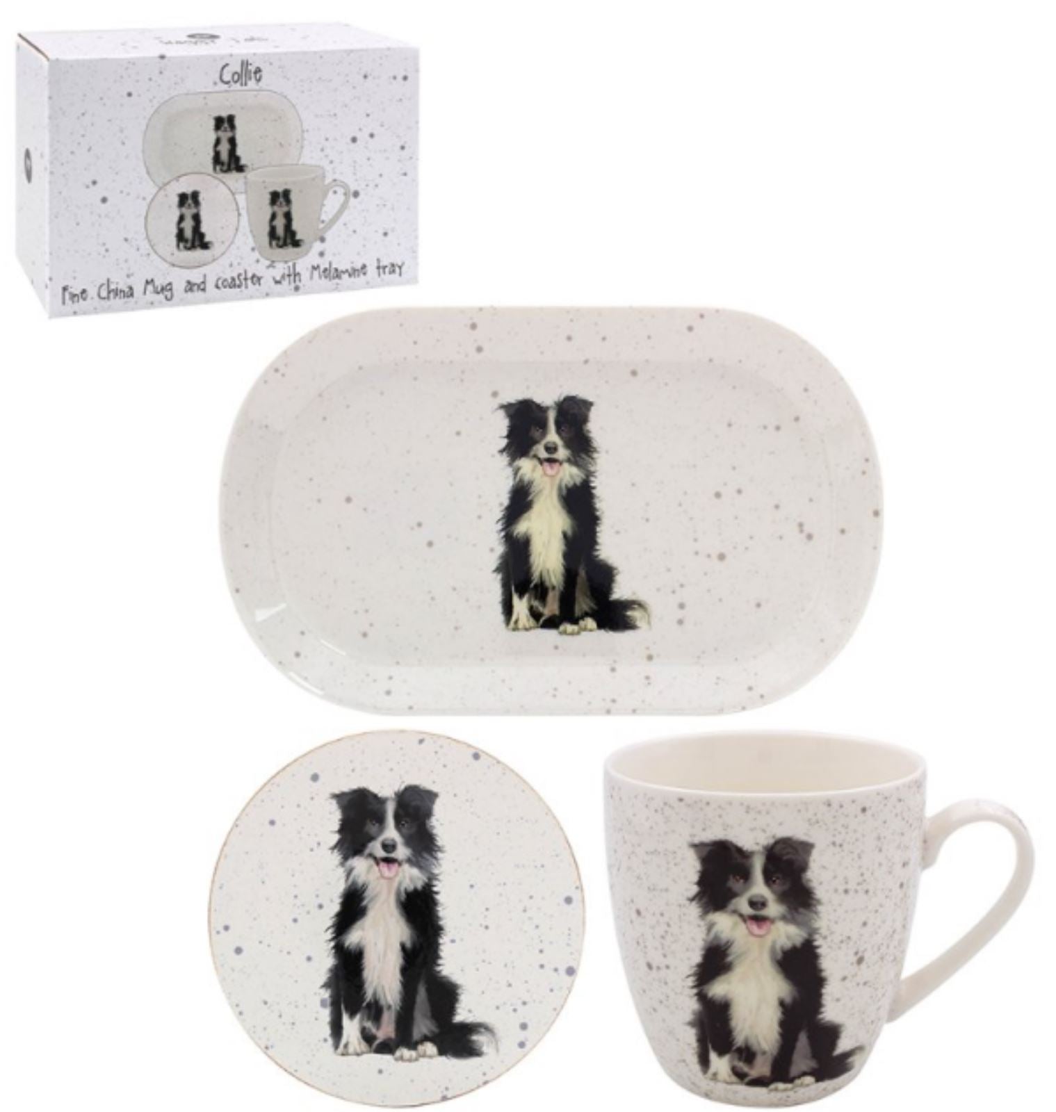 Border Collie Mug Tray & Coaster set by Leonardo Sheep Dog gift stocking filler