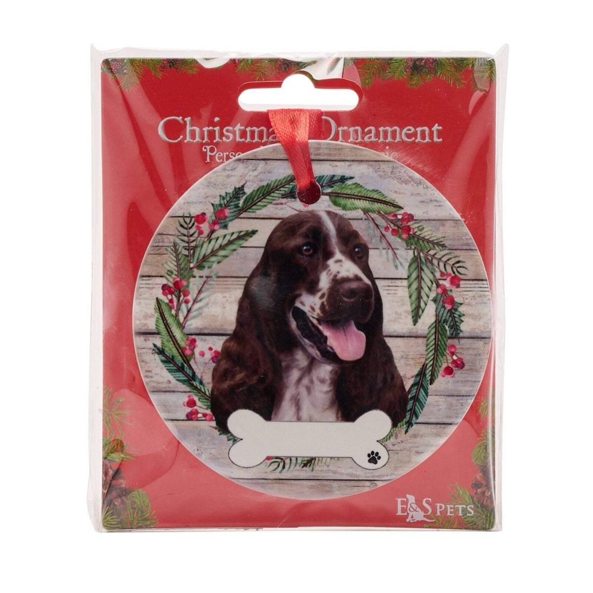 Springer Spaniel hanging decoration ceramic with space for name dog lover gift