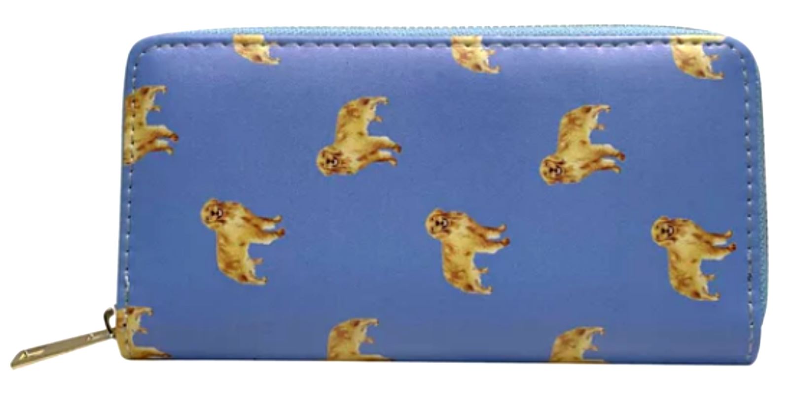 Ladies Golden Retriever Purse Wallet Blue zipped multi section Dog lover gift