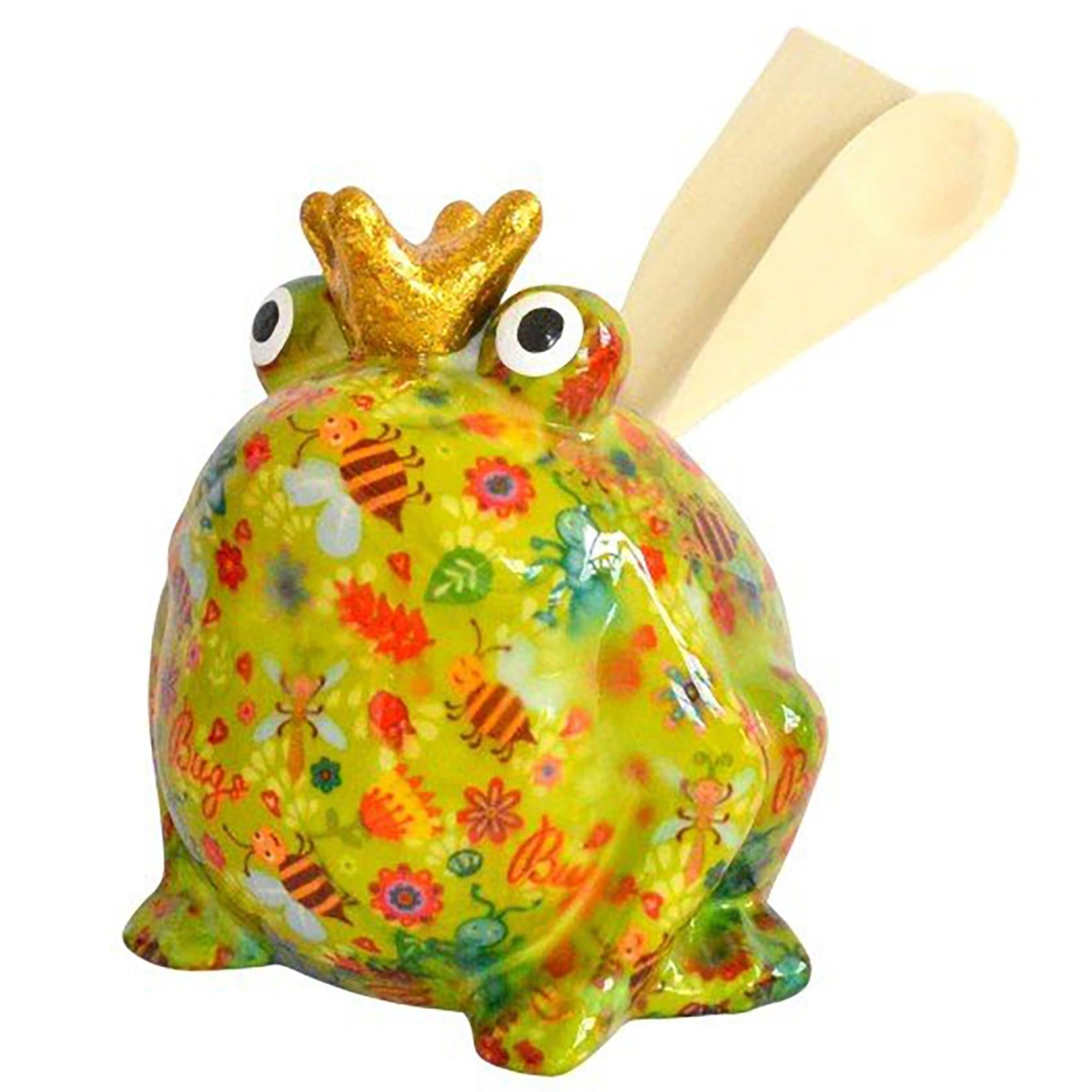 Pomme Pidou 'Freddy' bright coloured ceramic Frog shaped kitchen utensil  holder with utensils (3 PACK, ASSORTED)