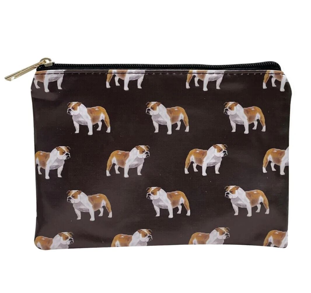 Ladies English Bulldog cosmetic makeup bag lined zipped case Dog lover gift
