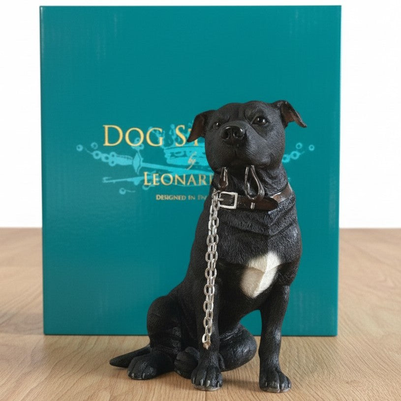 Black Staffordshire Bull Terrier 'Staffie' ornament from the Leonardo 'Walkies' range