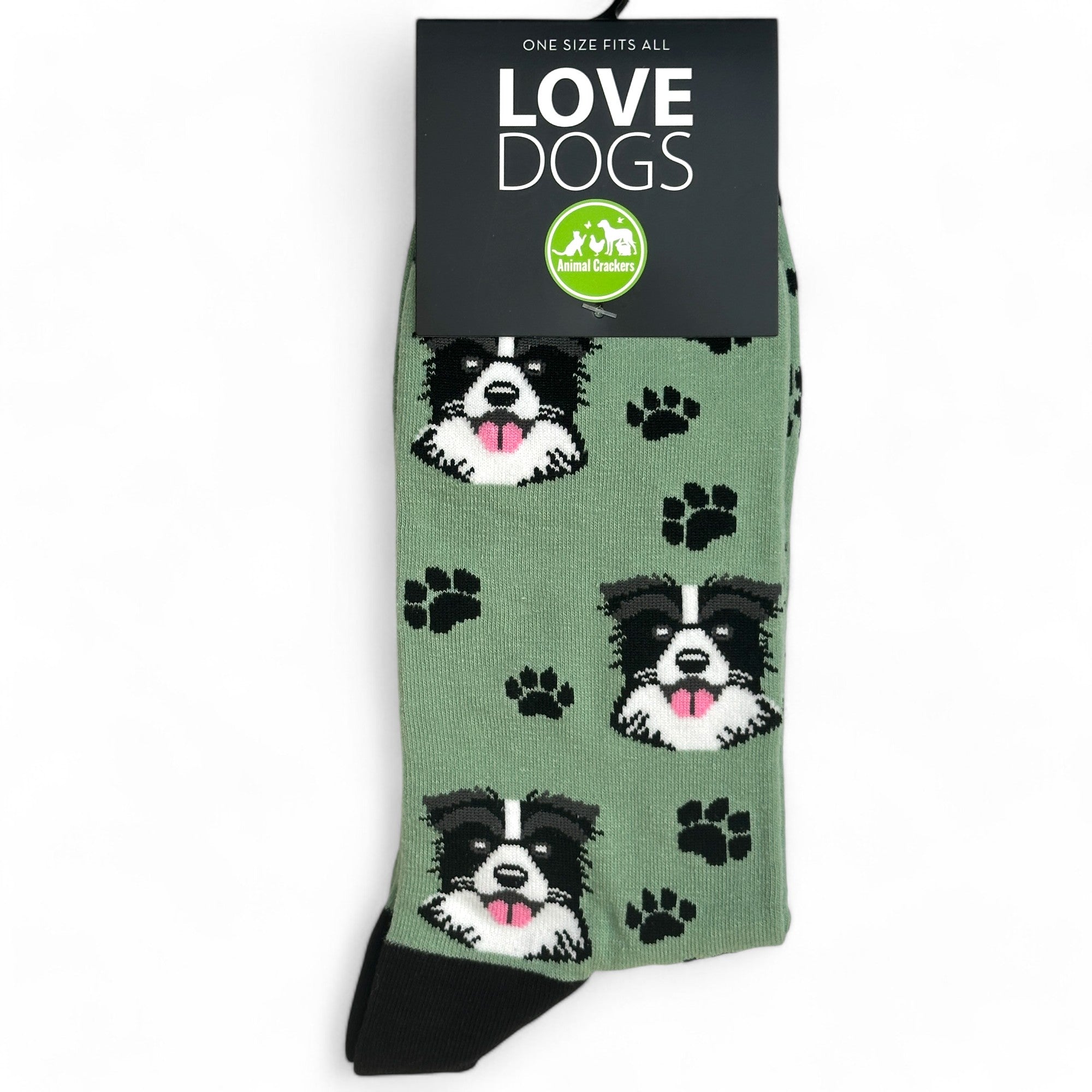 Animal Crackers Border Collie design socks ankle length, quality cotton mix, Men's or Women's sizes