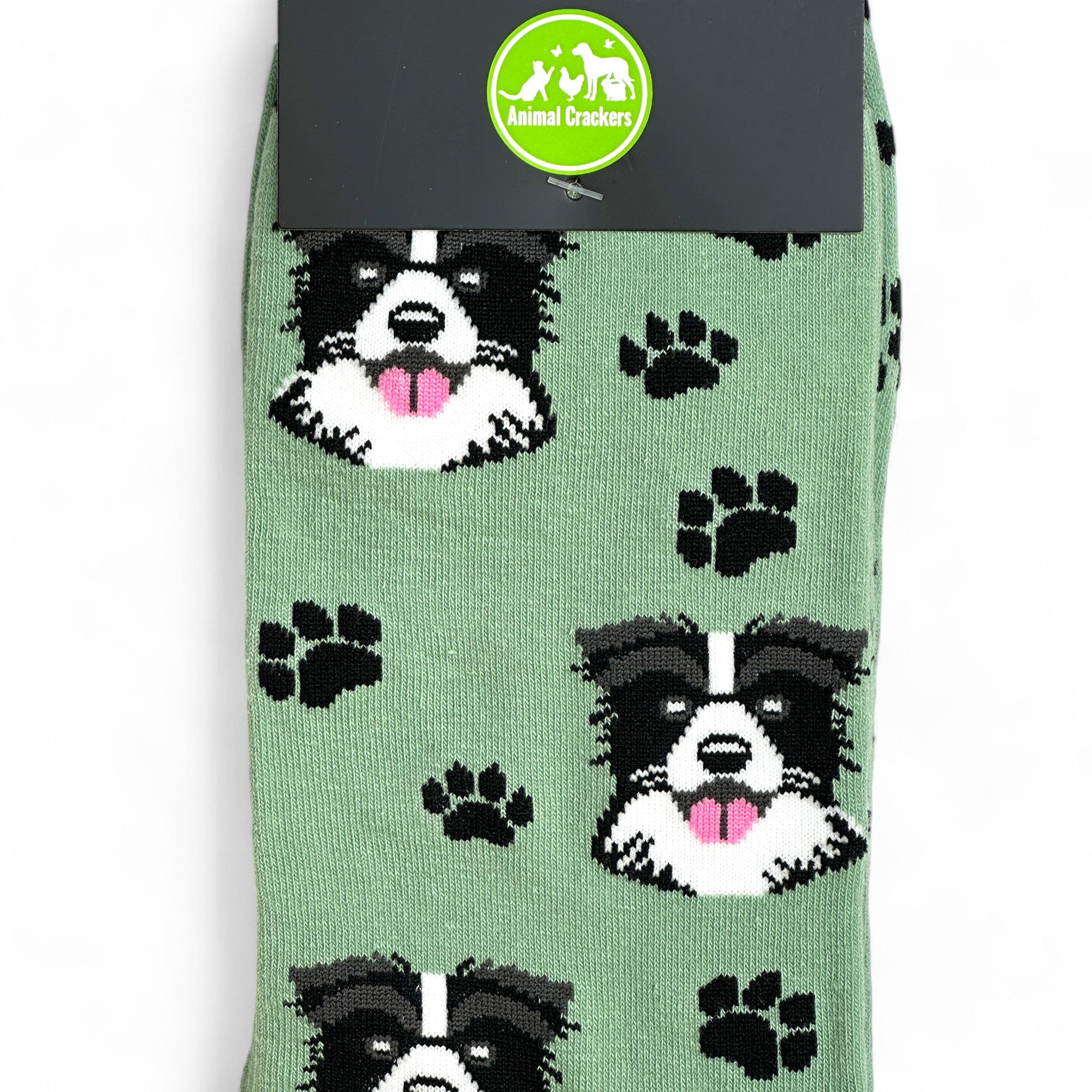 Animal Crackers Border Collie design socks ankle length, quality cotton mix, Men's or Women's sizes