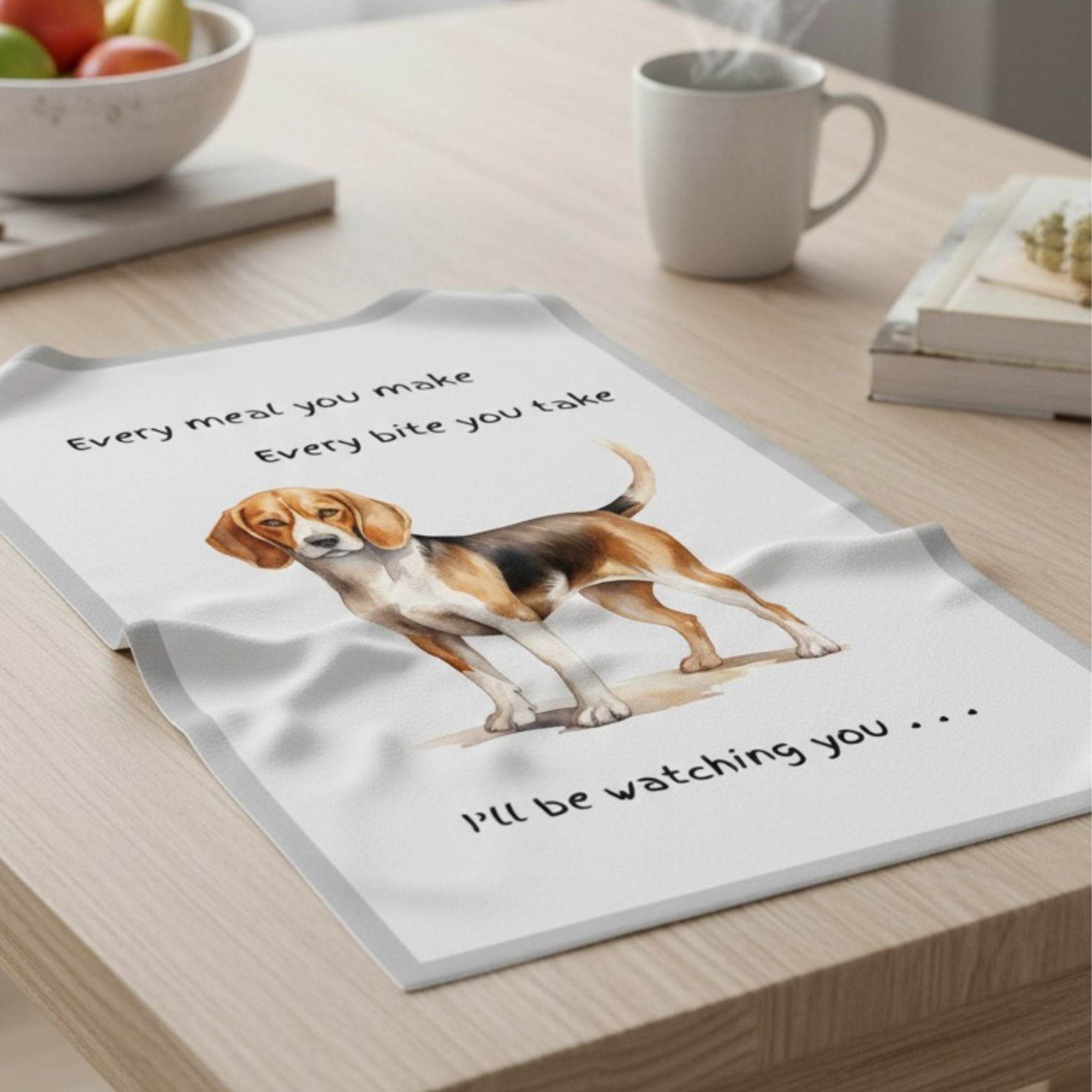 Dog Breed Tea Towel With 'Watching You' Funny Wording (Beagle)