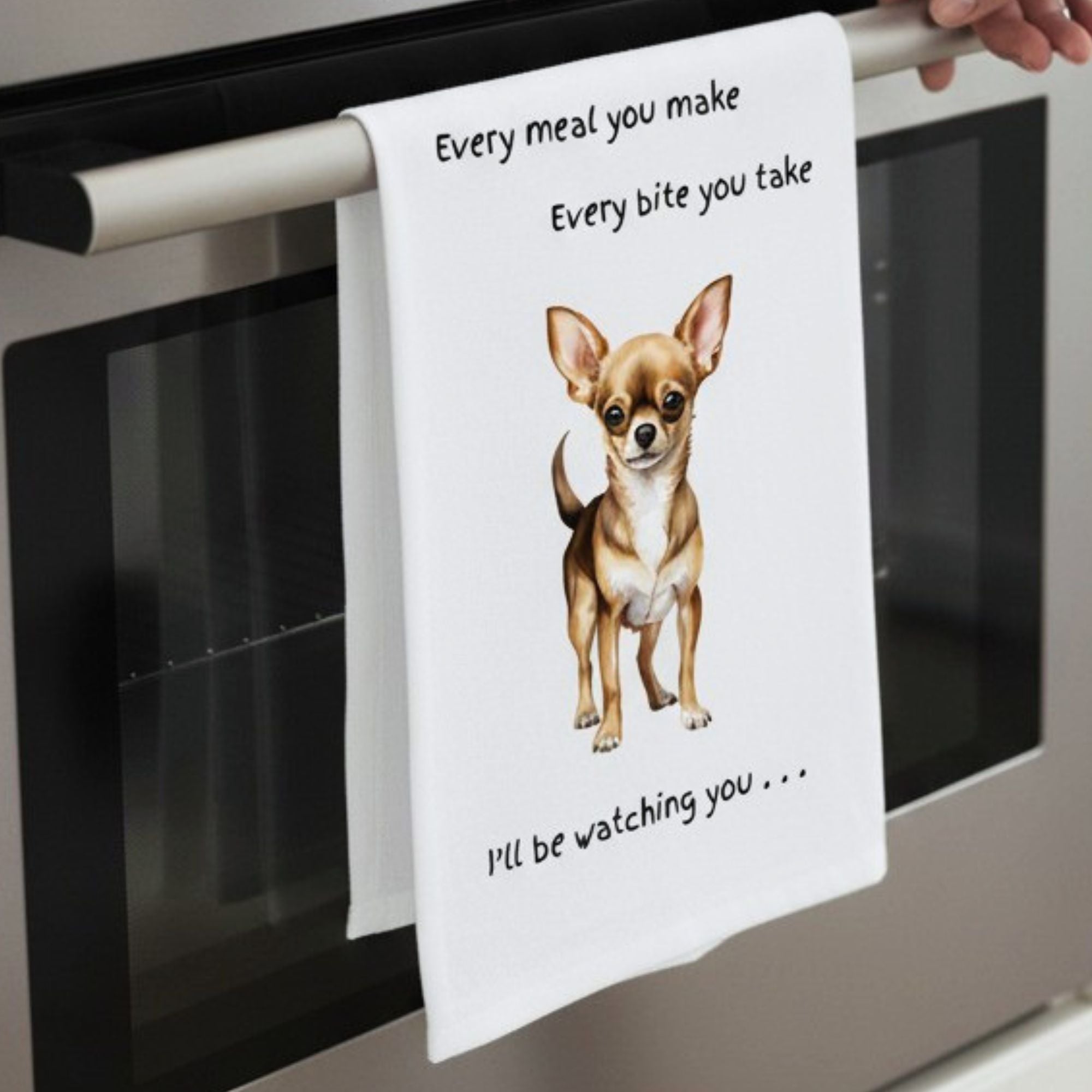 Dog Breed Tea Towel With 'Watching You' Funny Wording (Chihuahua)