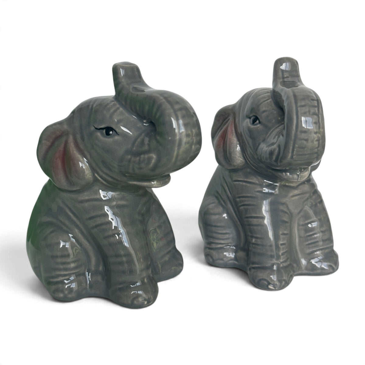 Elephants Design Ceramic Salt & Pepper Shaker Set, Gift Boxed