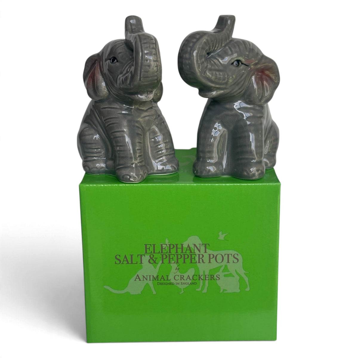 Elephants Design Ceramic Salt & Pepper Shaker Set, Gift Boxed