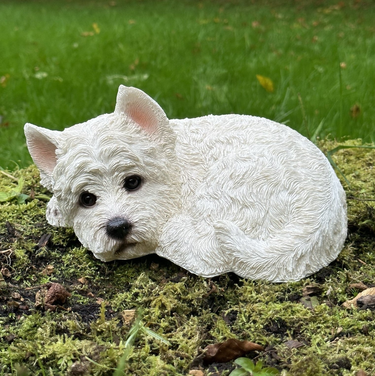 Laying West Highland Terrier figurine, indoor or garden ornament or memorial