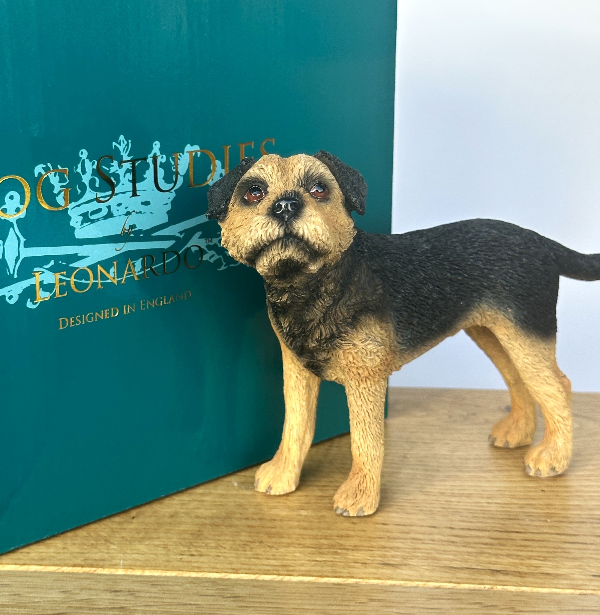 Border Terrier, quality lifelike figurine from the Leonardo range. Gift boxed.