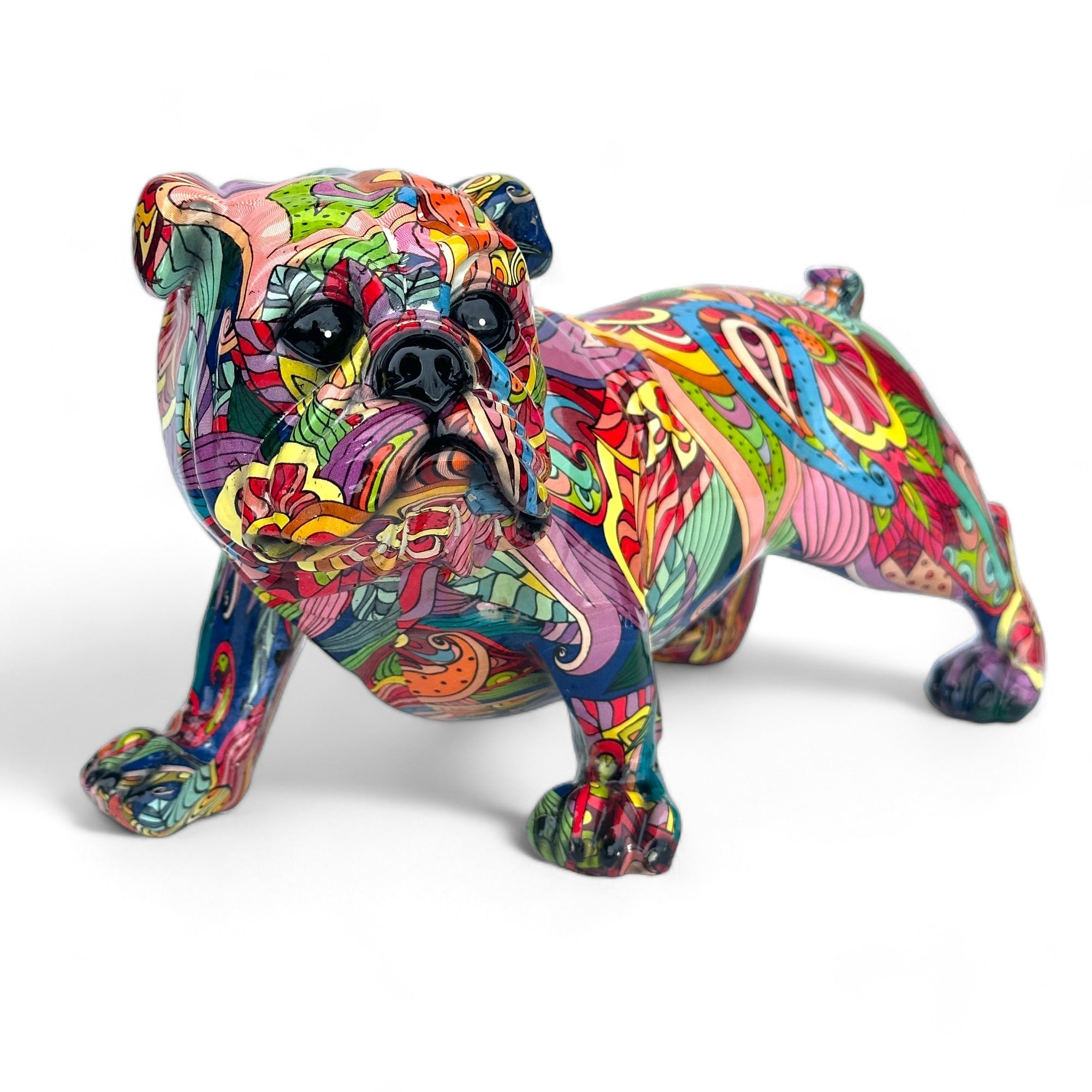 Groovy Art coloured Standing English Bulldog ornament figurine Dog lover gift