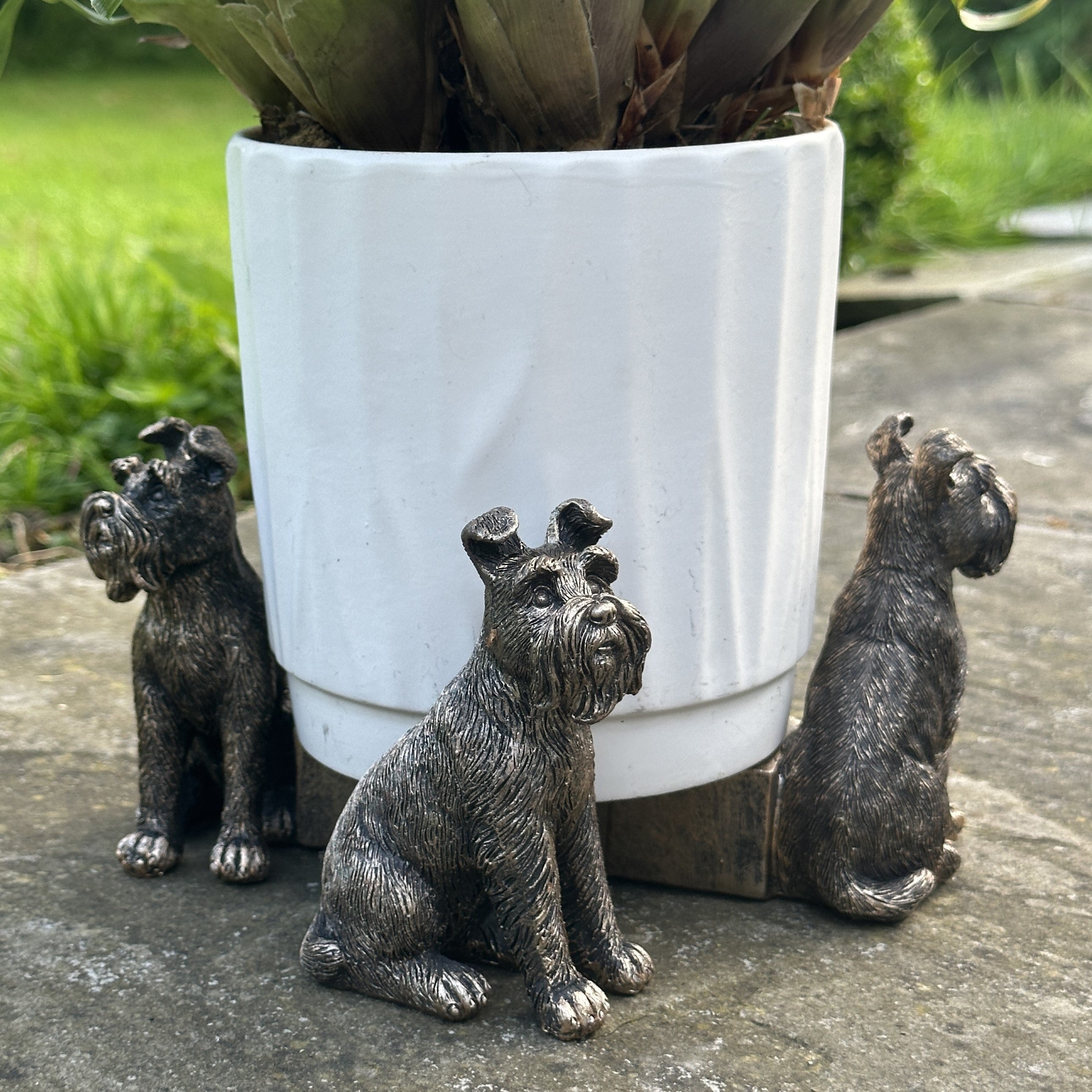 SET of 3 Schnauzer Dog shaped Plant Flower Pot Stands