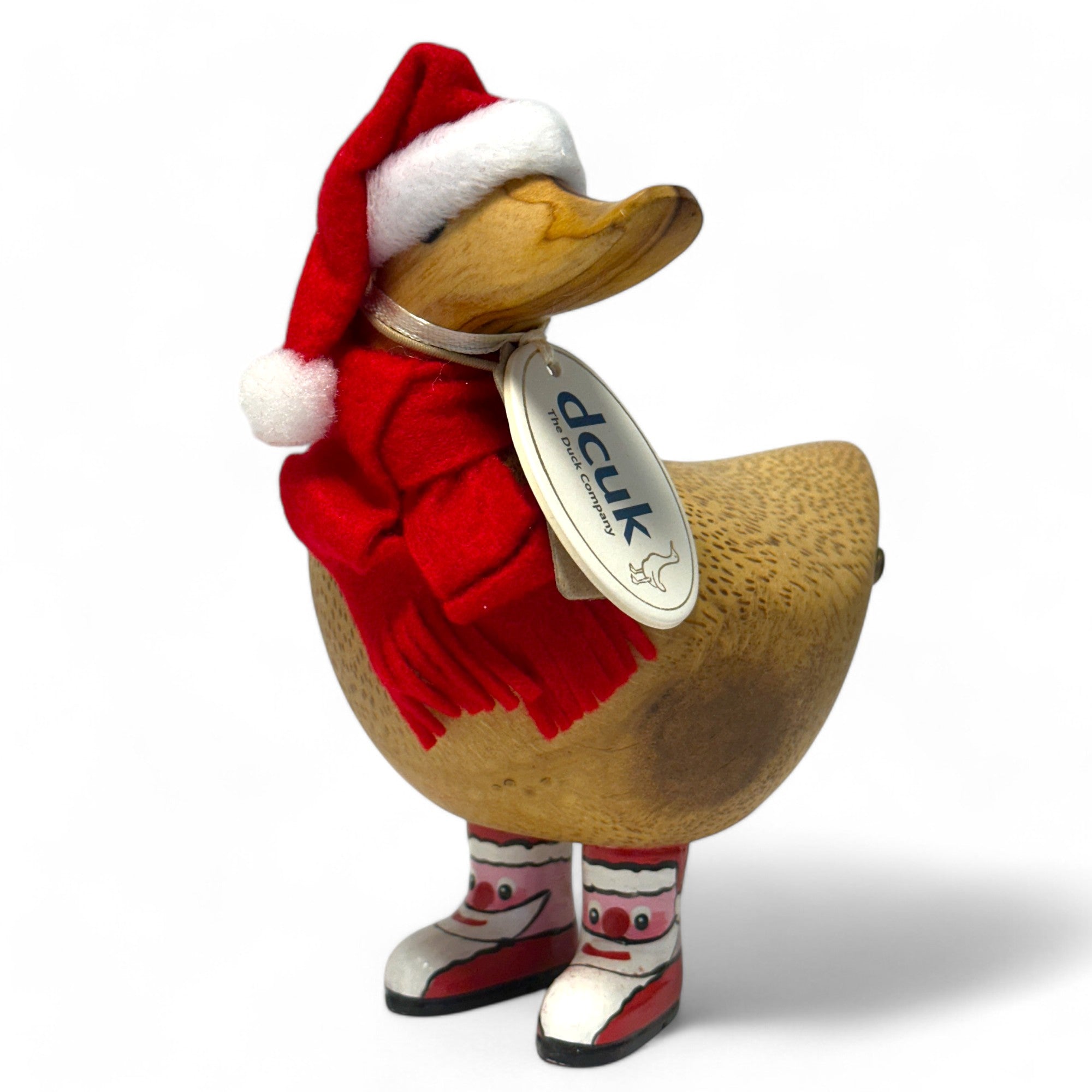 DCUK Cosy Christmas Ducky with Hand Painted Santa or Rudolf boots, with name tag