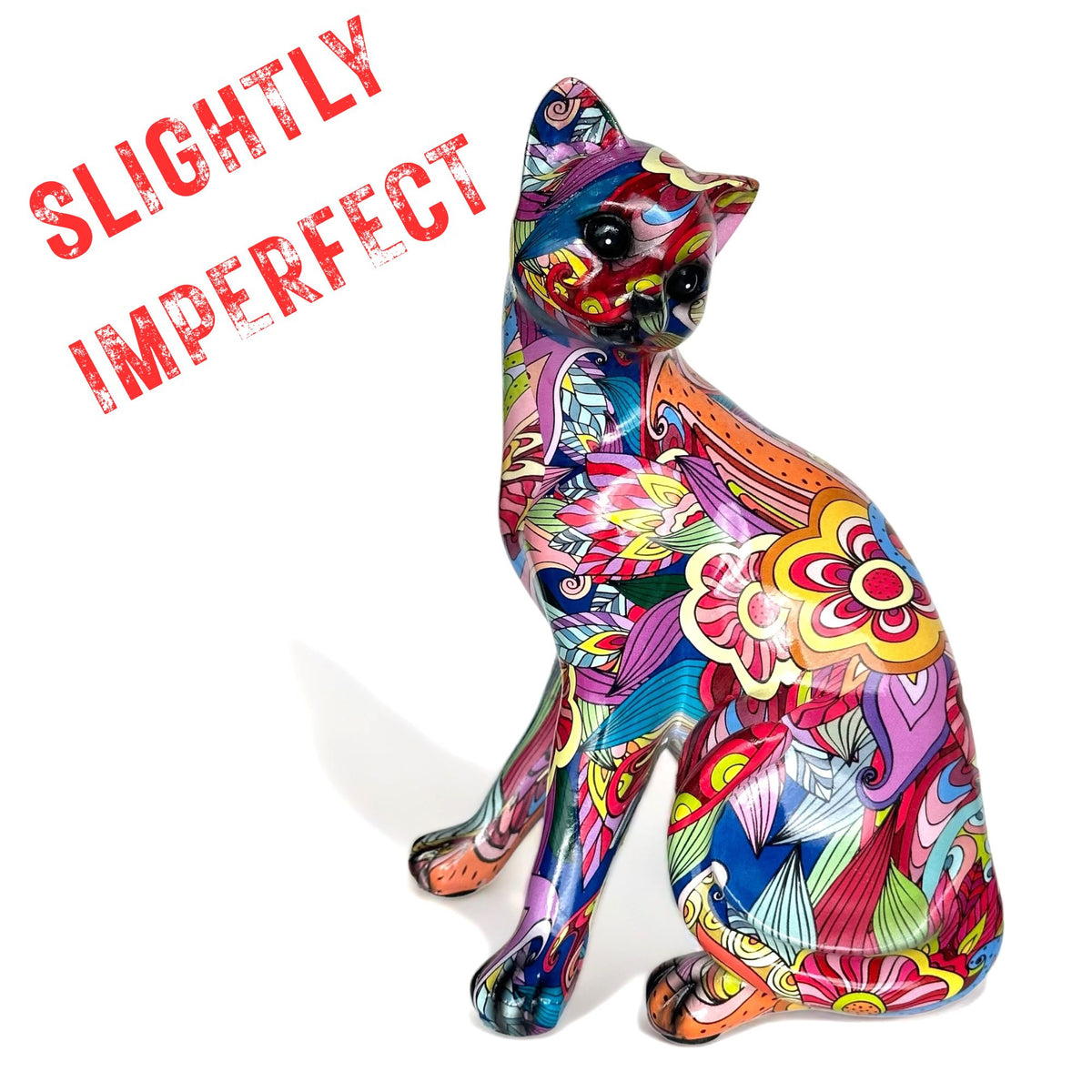 Medium 22cm Groovy Art Cat Figurine, FACTORY SECONDS - BUY 8 DEAL