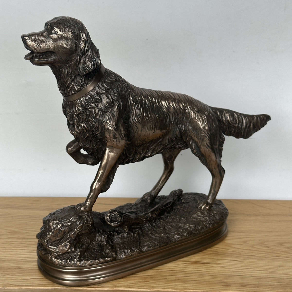 Beauchamp Bronze Retriever on Rock heavy weight figurine in cold cast bronze