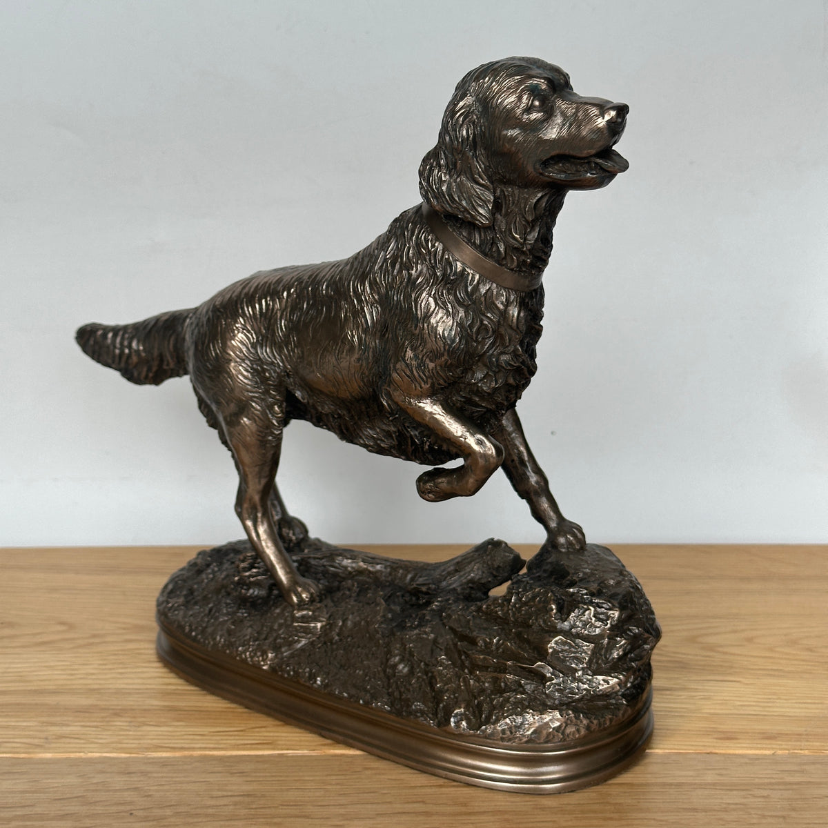 Beauchamp Bronze Retriever on Rock heavy weight figurine in cold cast bronze